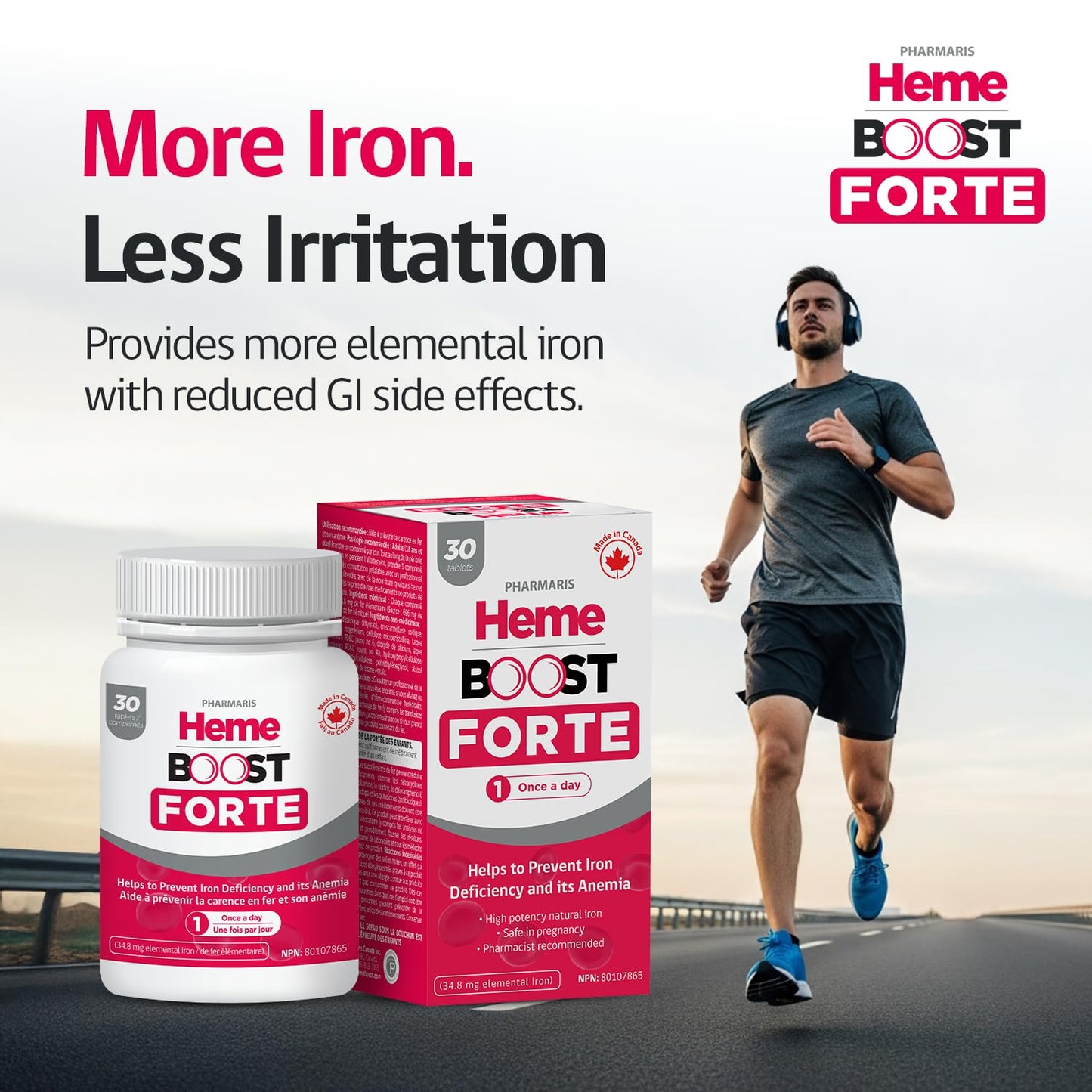 HEME BOOST Hemeboost Forte 34.8 mg (696 mg Heme Iron Pills) High Potency Iron Supplement, 30 Tablets