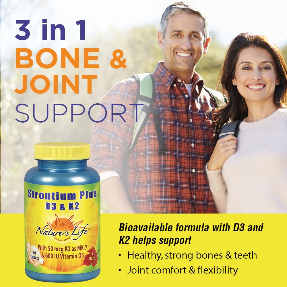 Nature's Life Strontium Plus D3 & K2 Supplement 60 Tablets