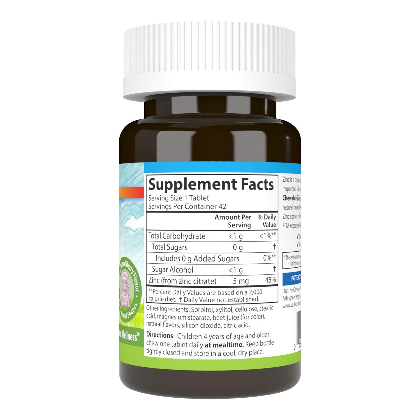 Carlson Kid's Zinc Tablet, 42 Tablets