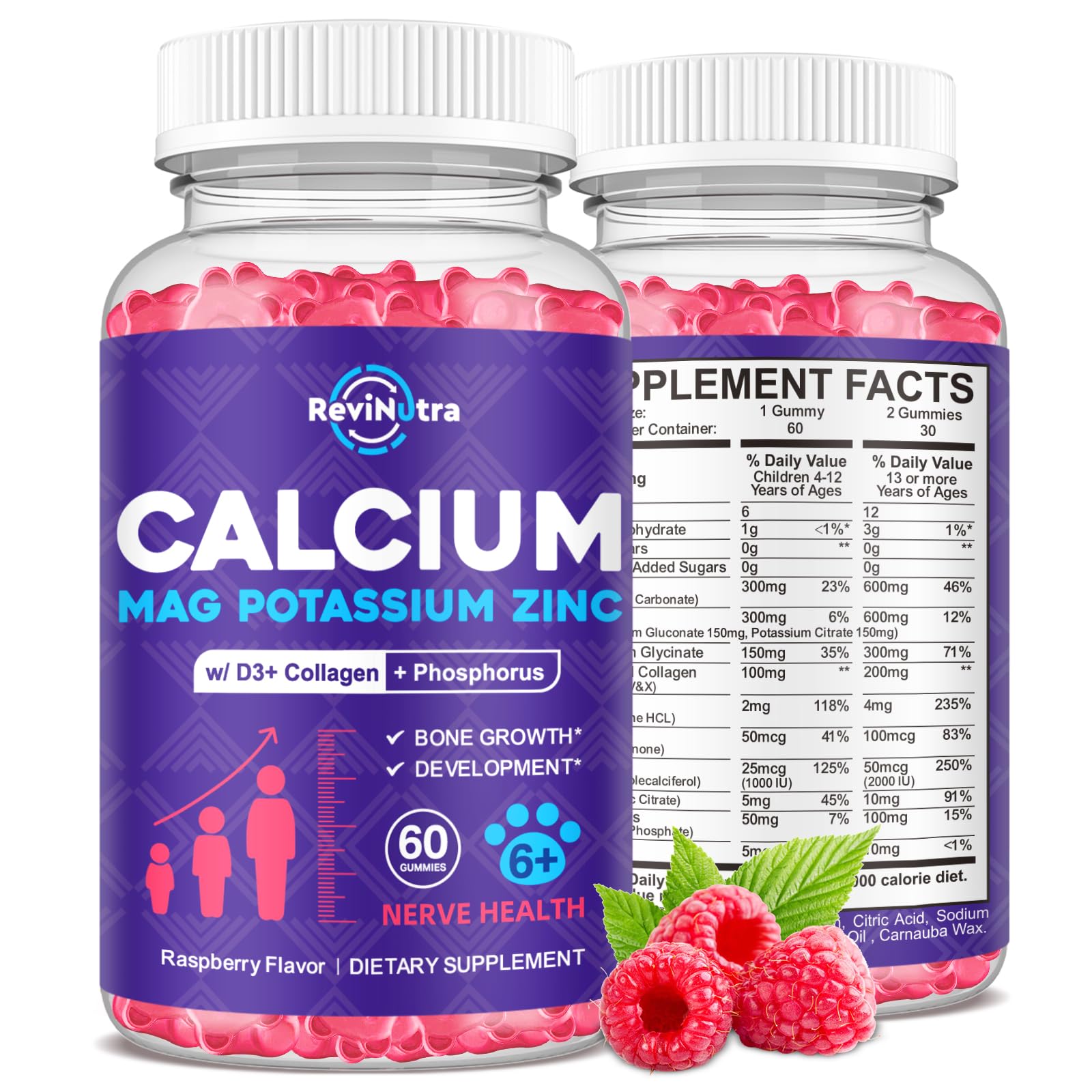 ReviNutra Calcium Potassium Magnesium Gummies, 60 Count