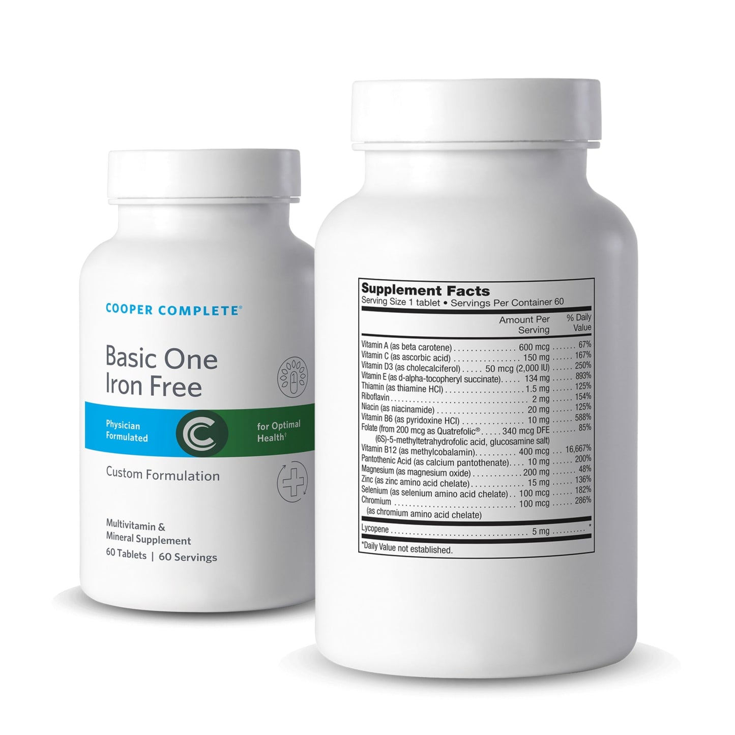 Cooper Complete Basic One Iron Free One A Day Multivitamin Tablet, 60 Tablets