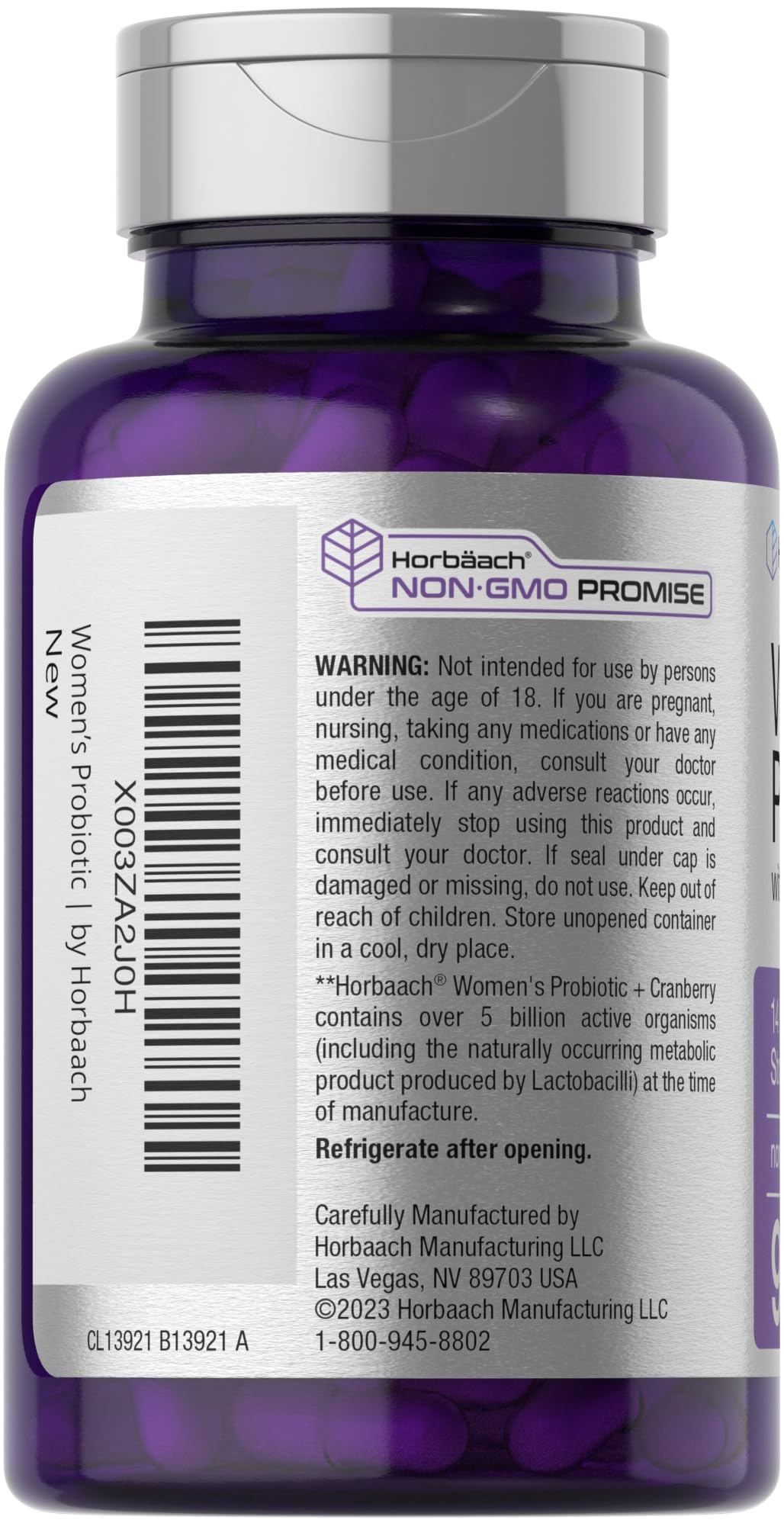 Horbäach Probiotic for Women with Cranberry Capsules, 90 Count