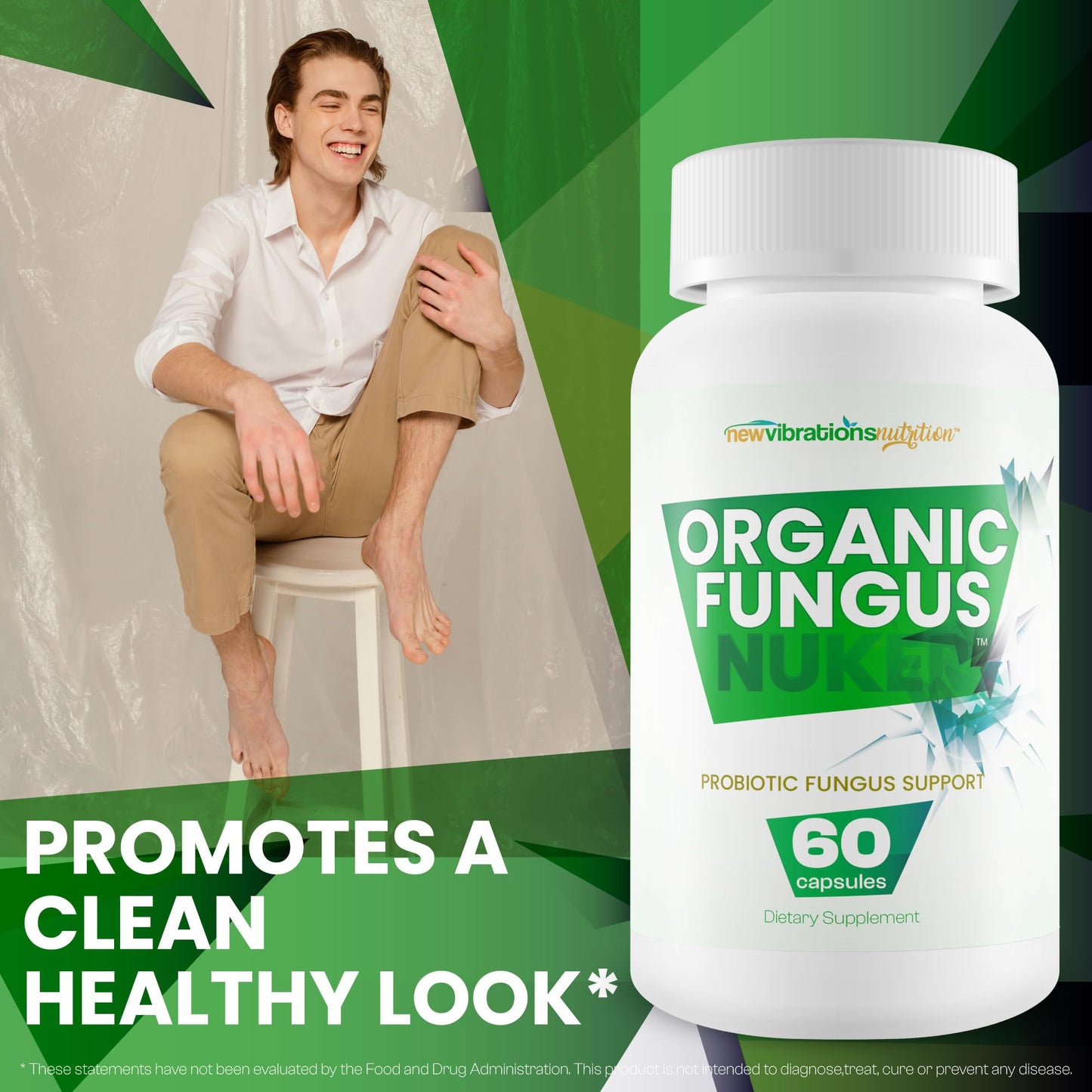 New Vibrations Nutrition Organic Fungus Nuker Probiotic Capsules 60 Count