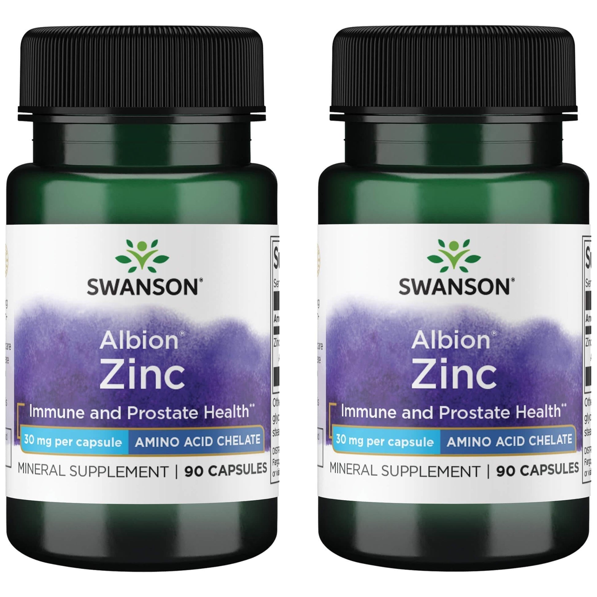 Swanson Albion Chelated Zinc Glycinate 30 Milligrams 180 Capsules