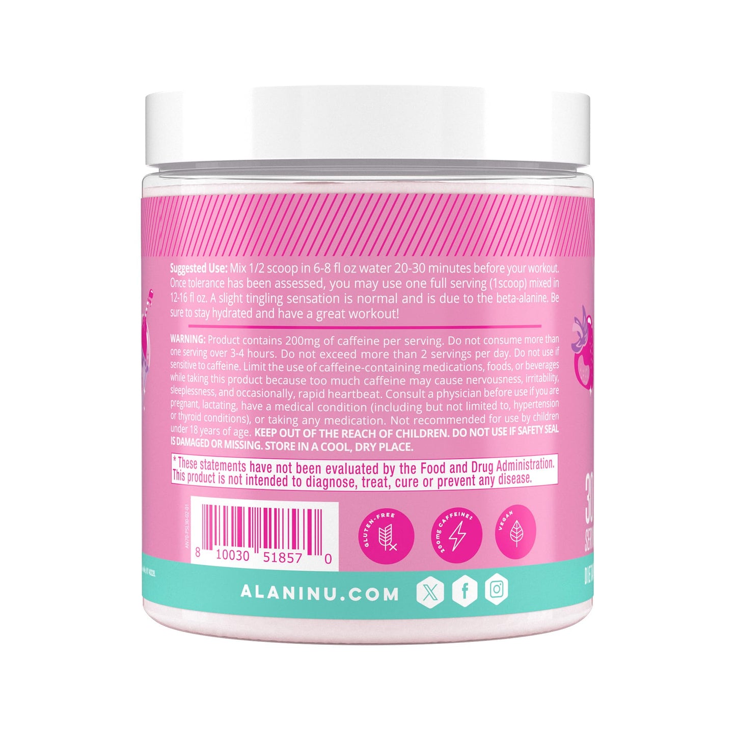 Alani Nu Pre Workout Powder Pink Slush 10.2 Ounce