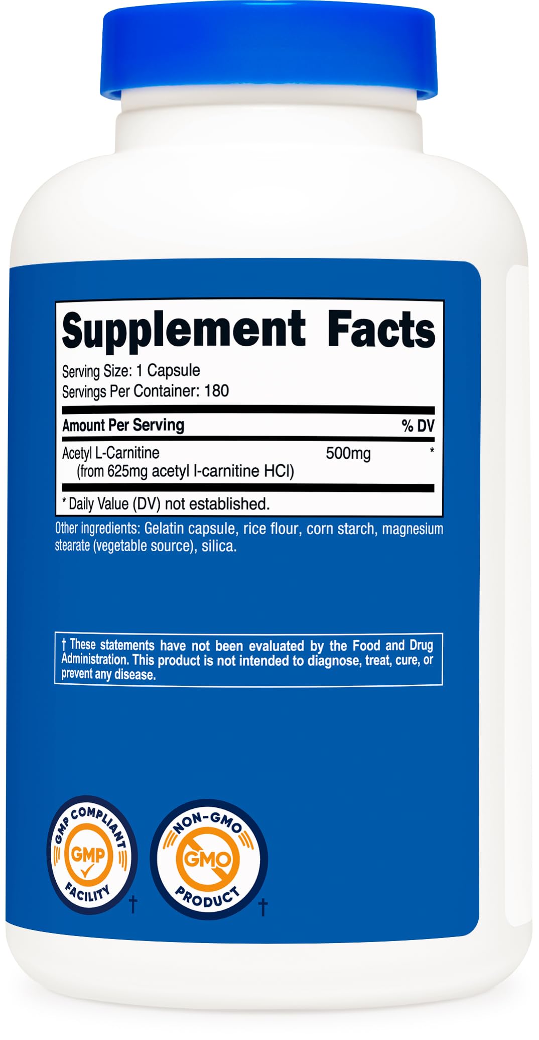 Nutricost Acetyl L-Carnitine (ALCAR) 500mg Capsules, 180 Count