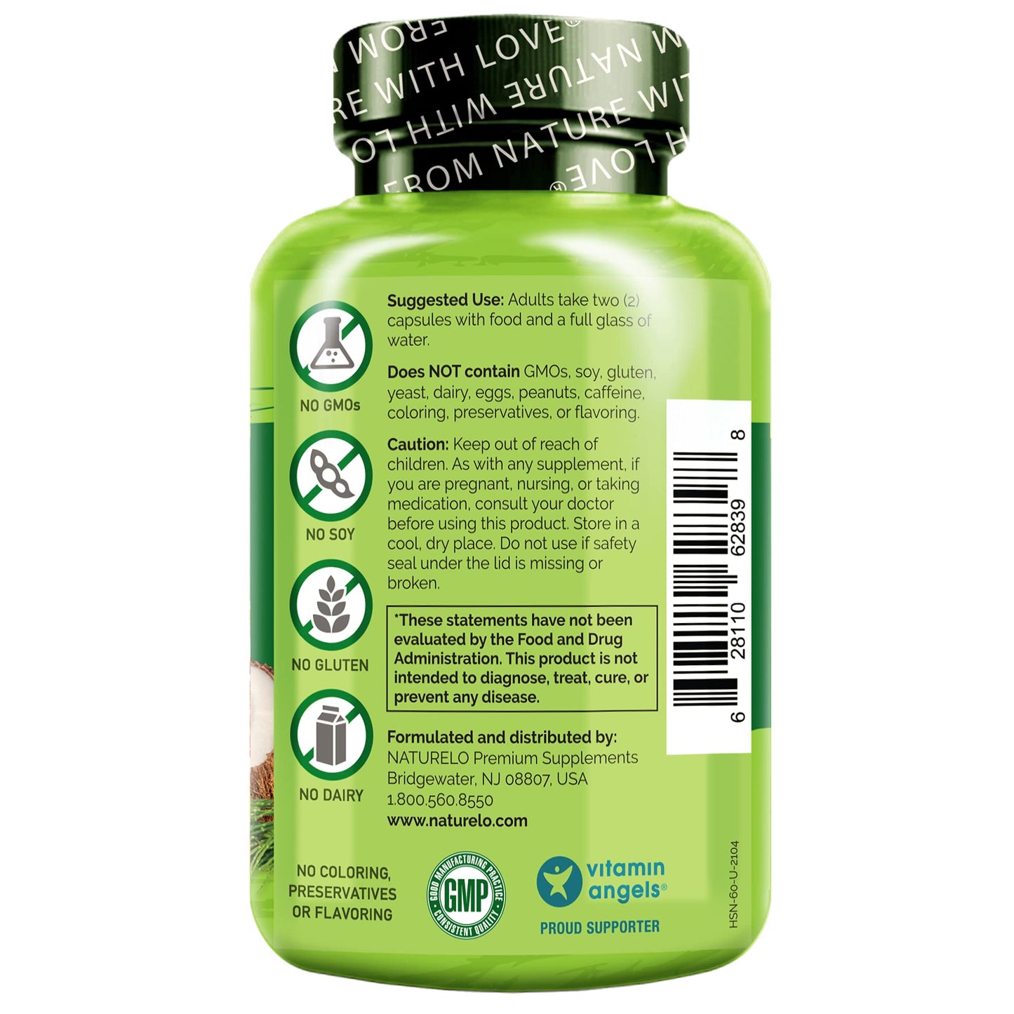 NATURELO Hair, Skin and Nails Multivitamin Collagen Peptide Powder, 60 Count