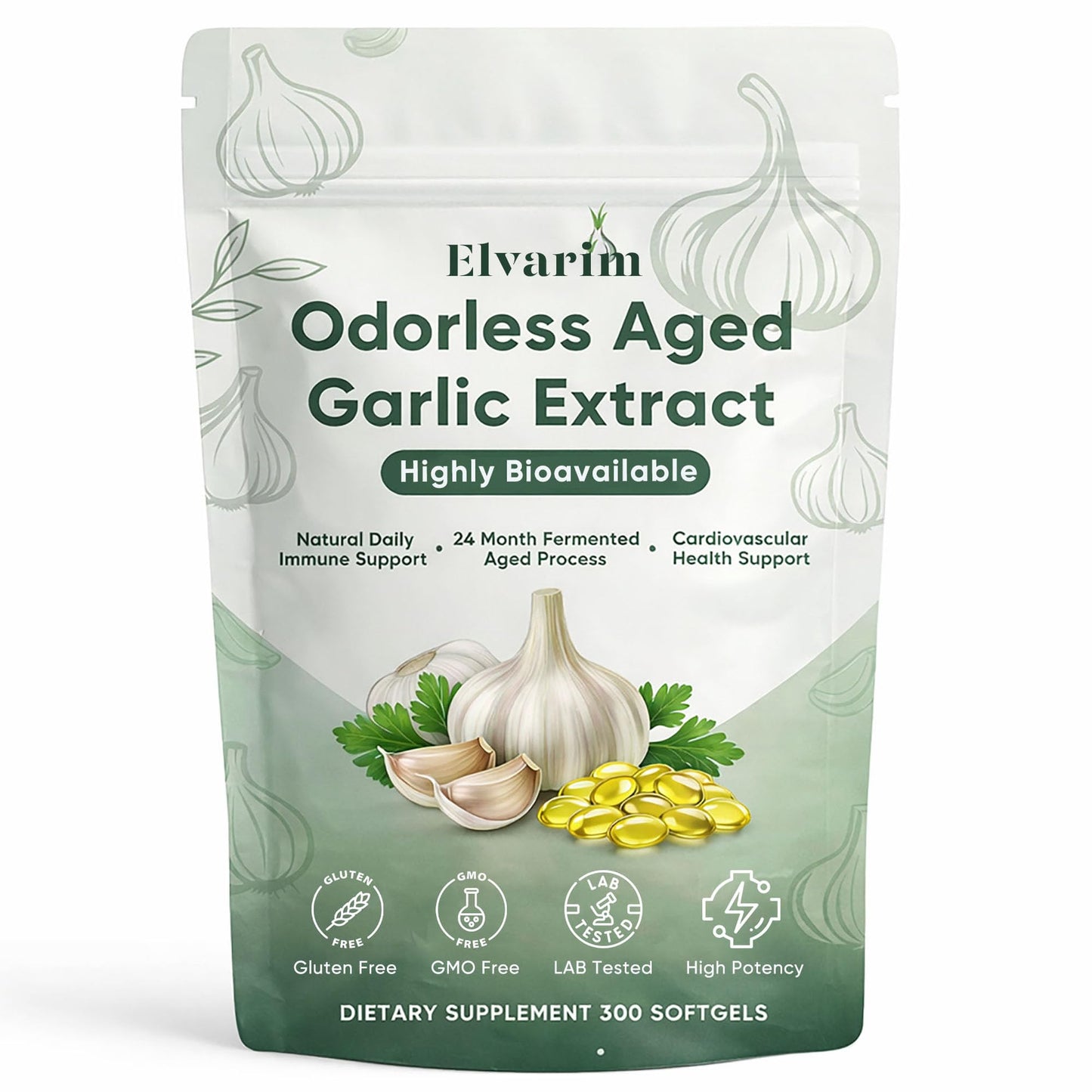 KBKTWOLT Elvarim Aged Garlic Extract Softgels 300