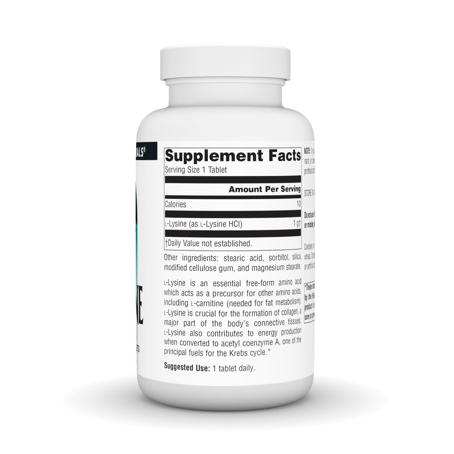 Source Naturals Free-Form L-Lysine 1000 mg Tablet, 100 Tablets
