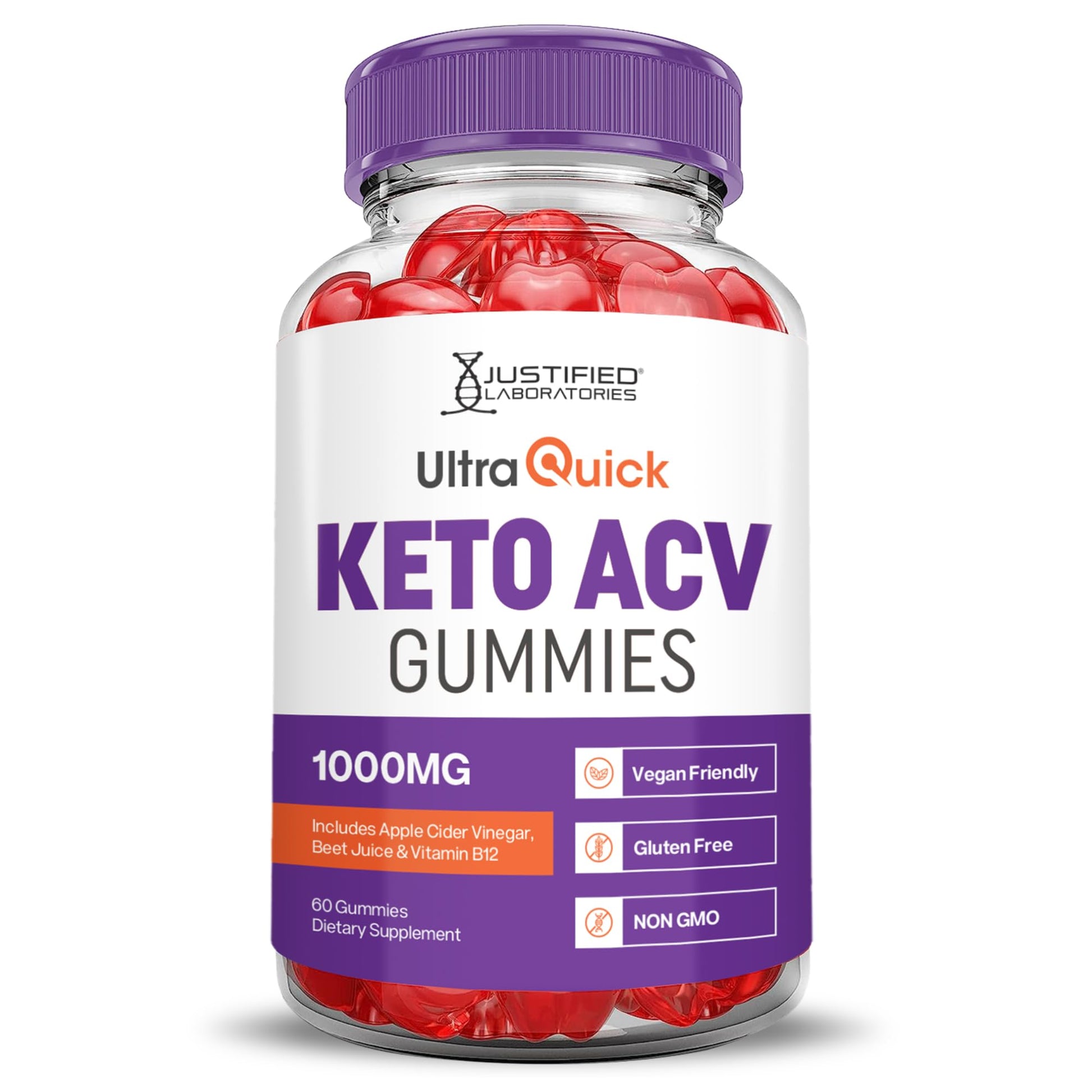 Justified Laboratories Ultra Quick Keto ACV Gummies (1000 mg) 60 Count Gummy