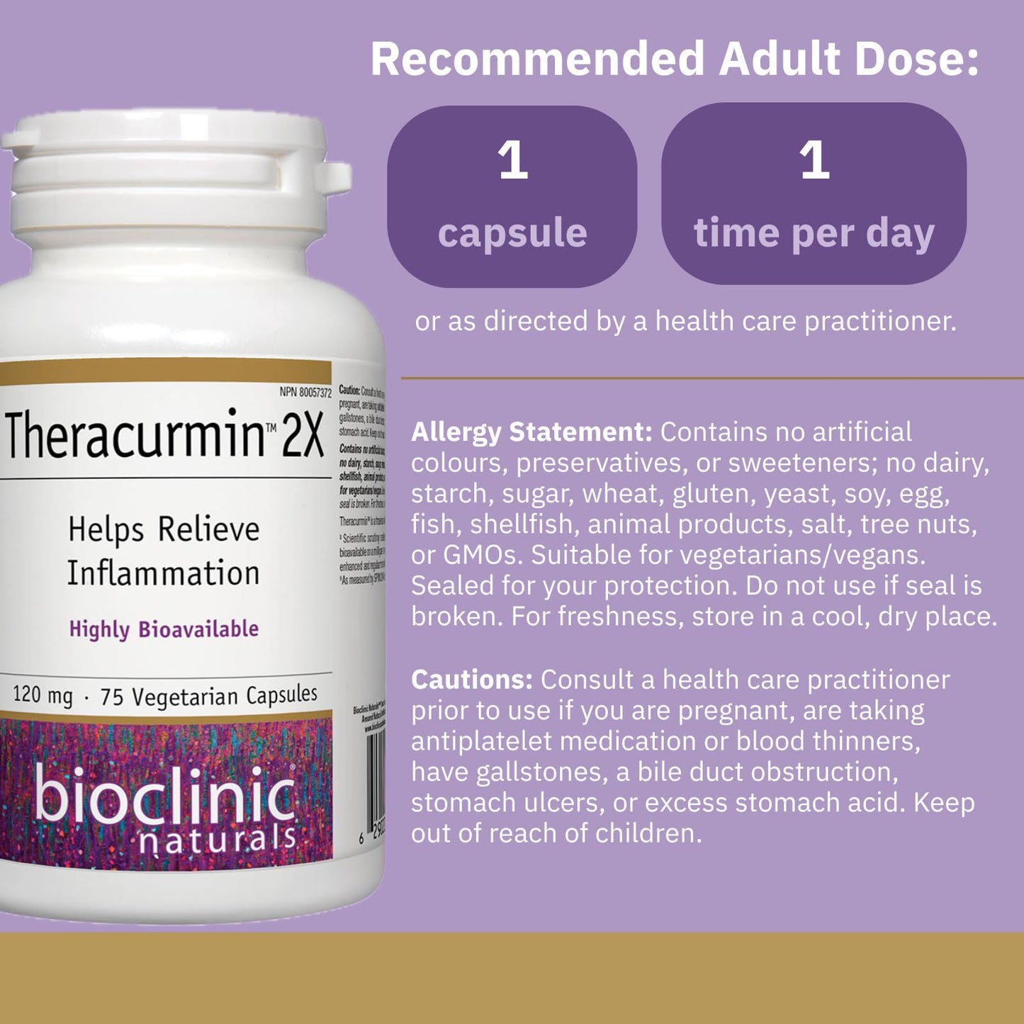 Bioclinic Naturals Theracurmin 2X 120mg Capsule, 75 Count