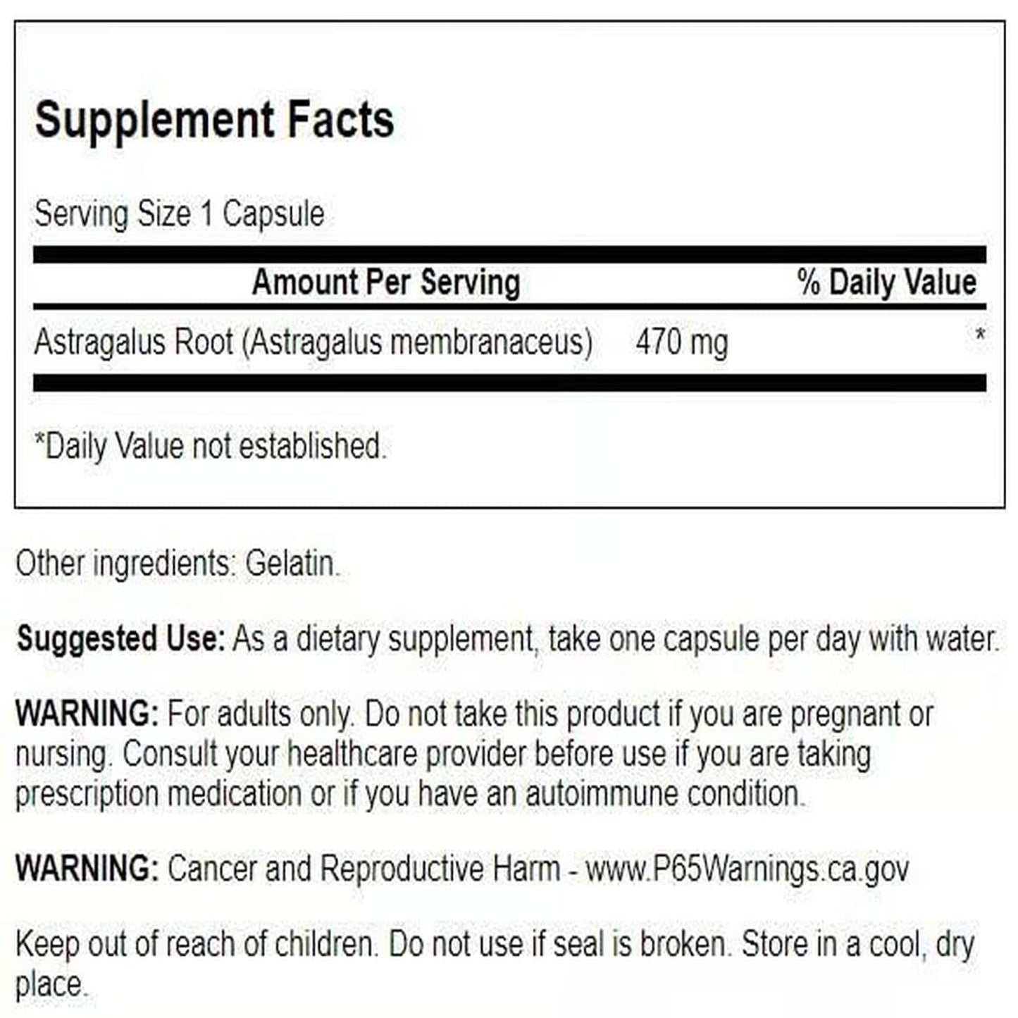Swanson Astragalus Root Capsules, 100 Capsules