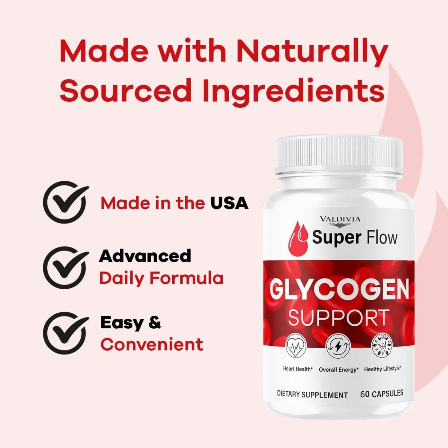 Valdivia Super Flow Glycogen, 60 Capsules