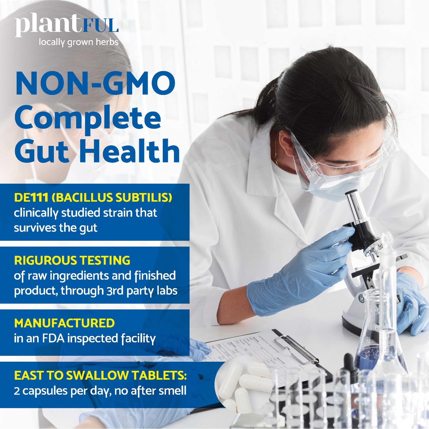 PLANTFUL RESEARCH 4-in-1 Pre Post Probiotics & Digestive Enzymes - Complete Gut Health & Digestive Support for Women & Men - Prebiotic Probiotic & Postbiotic Gas & Bloating Relief, 60 Non-GMO Capsules