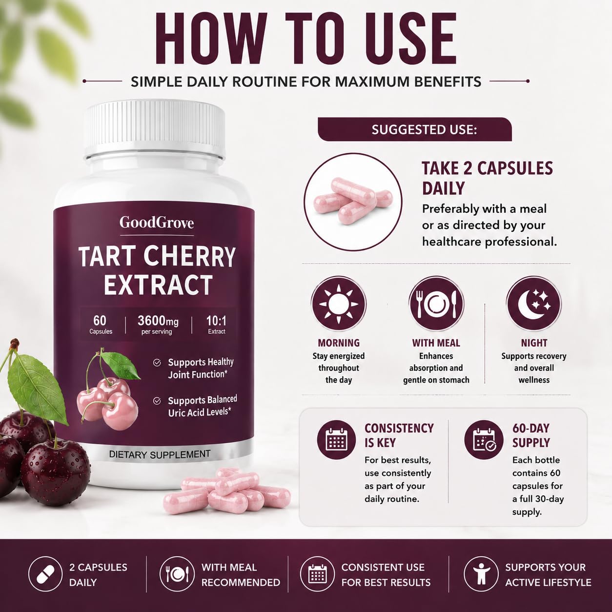 SHAOMABA GoodGrove Tart Cherry Extract 60 Capsules