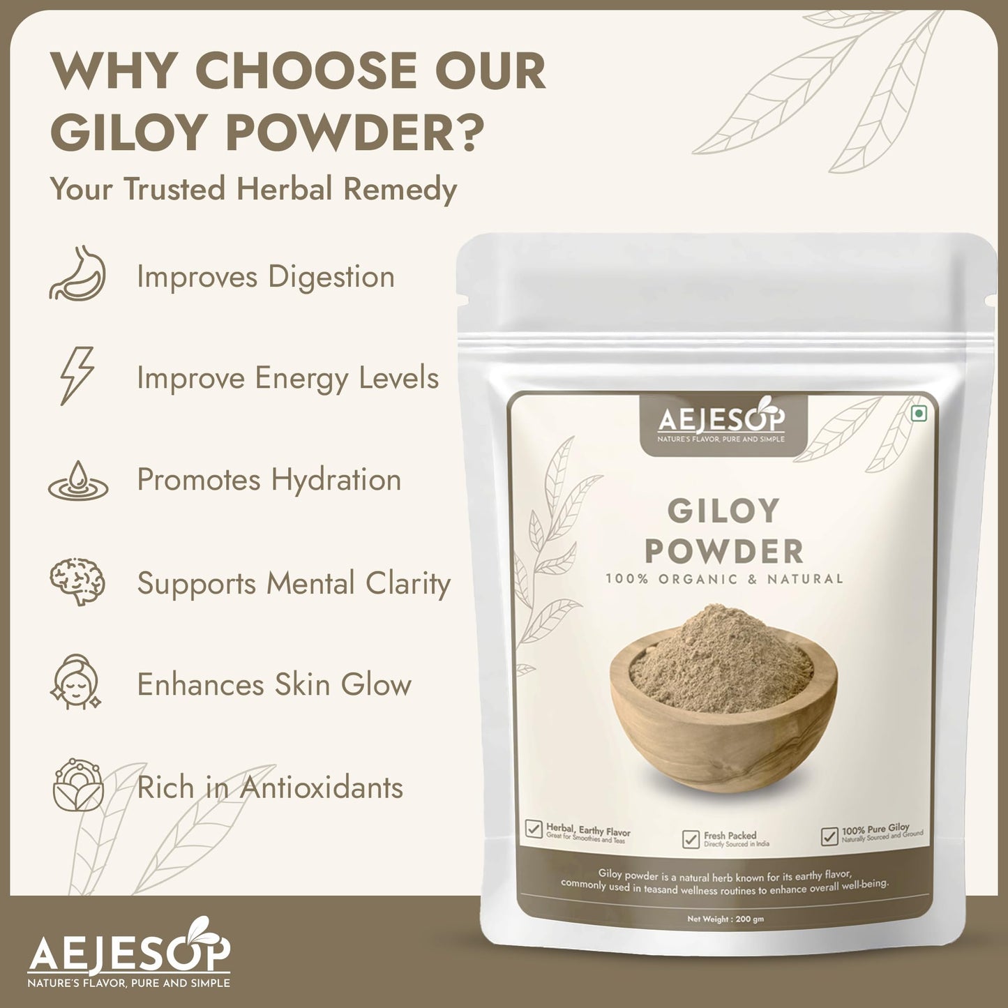 AEJESOP Giloy Powder (Guduchi Stem Powder) 7 oz