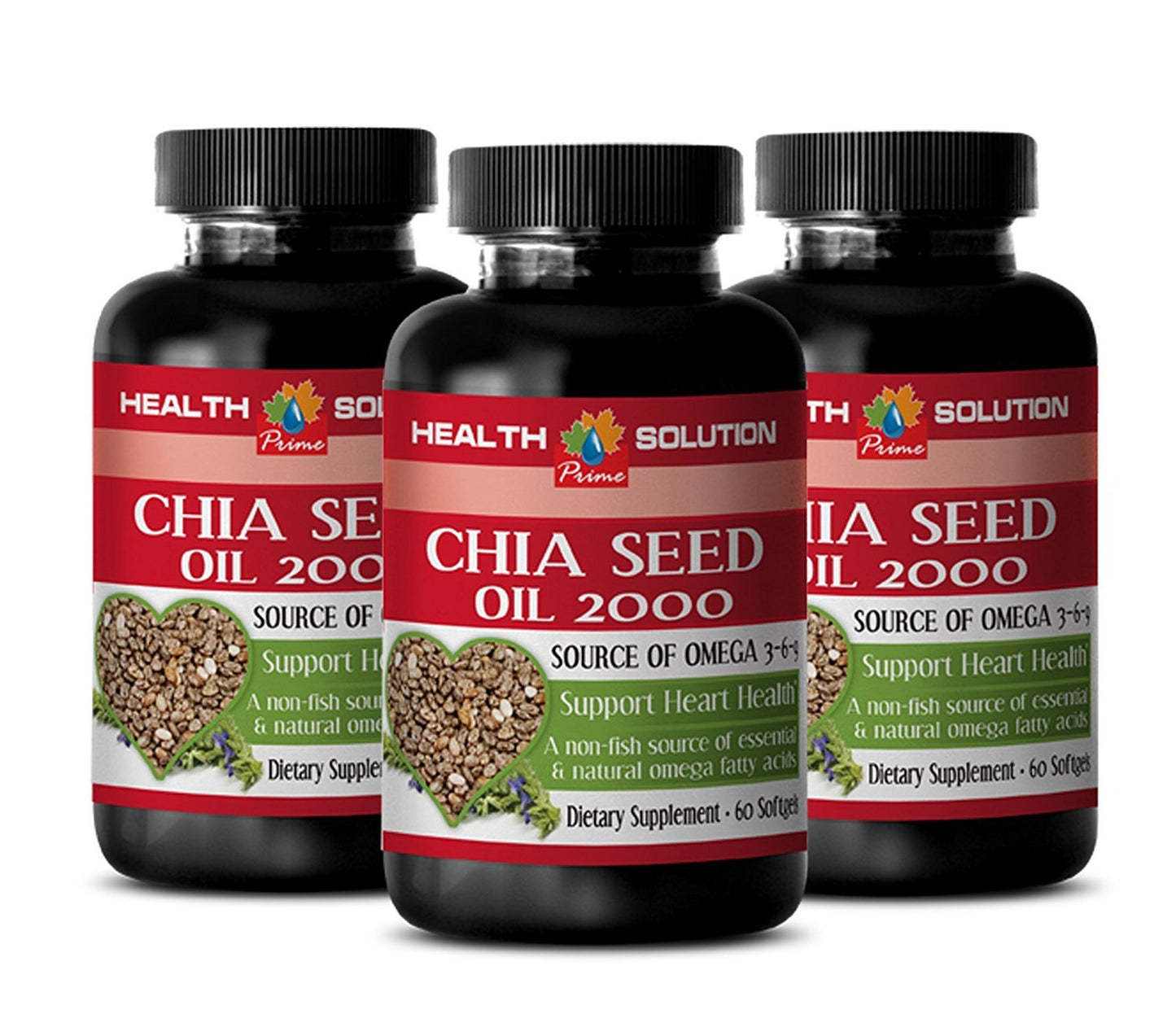 Health Solution Prime Chia Seed Oil Softgels 180 Count Organic Cold-Pressed