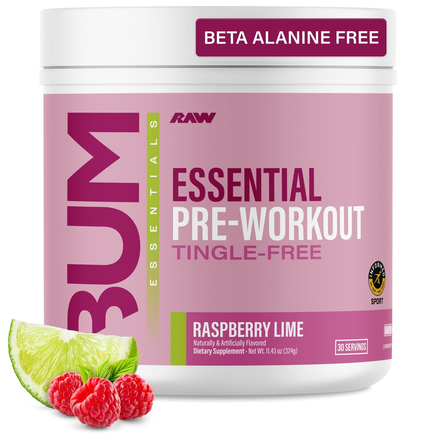 RAW Essential Tingle-Free Pre Workout Powder 11.22 Ounce