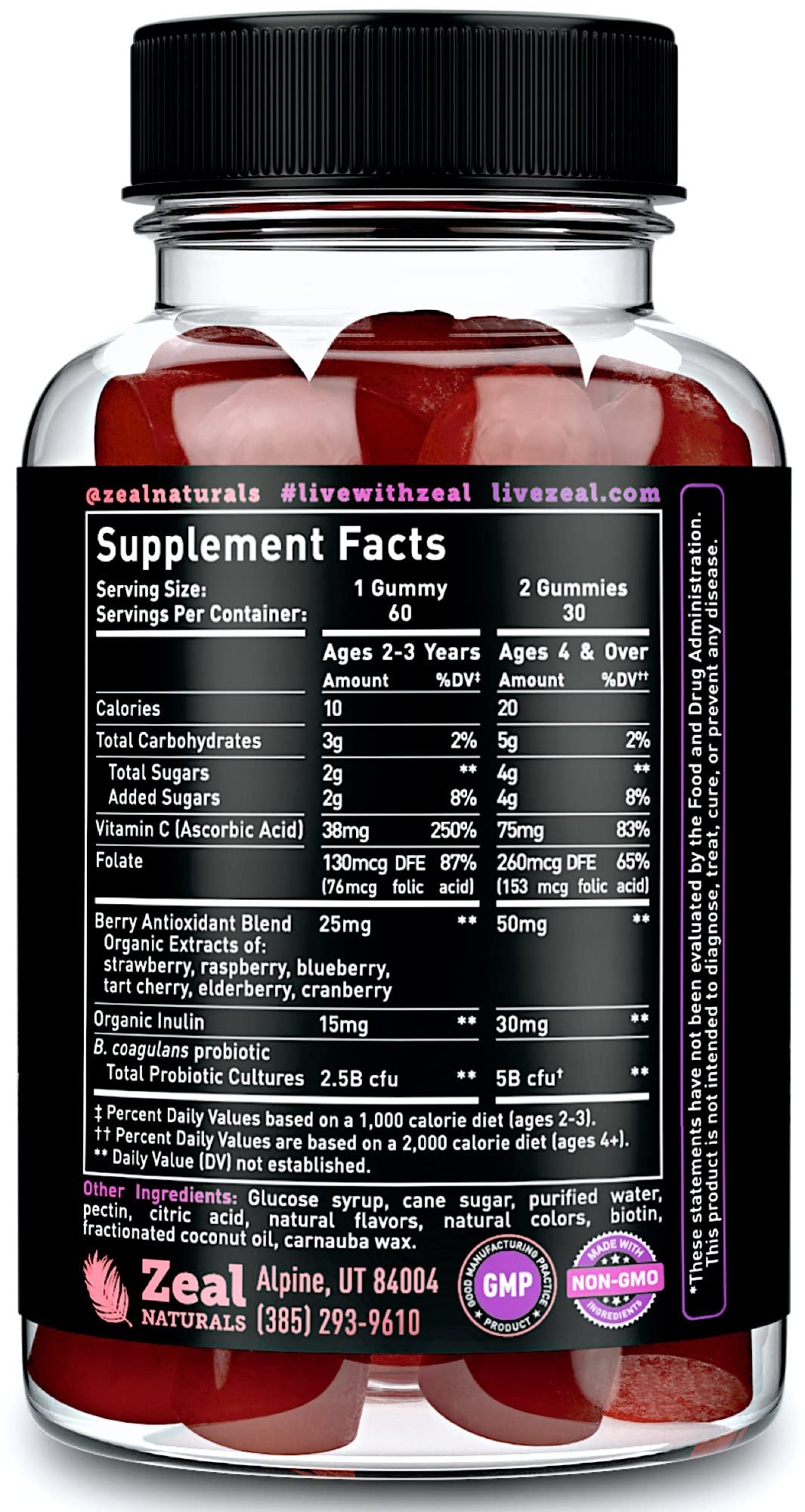 Zeal Naturals Probiotic Gummies for Adults and Kids Gummy 60 Count