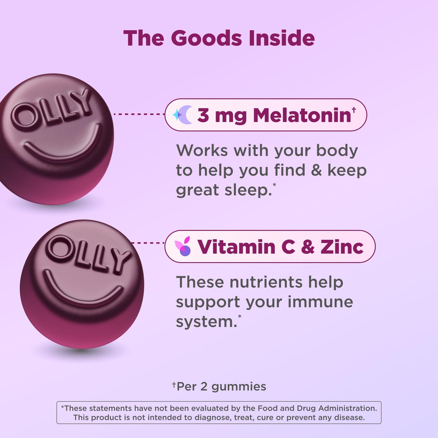 OLLY Sleep Immunity Melatonin Gummy with Vitamin C, Zinc, Echinacea, 3mg Melatonin, Immune and Sleep Support, Berry, 36 Gummies