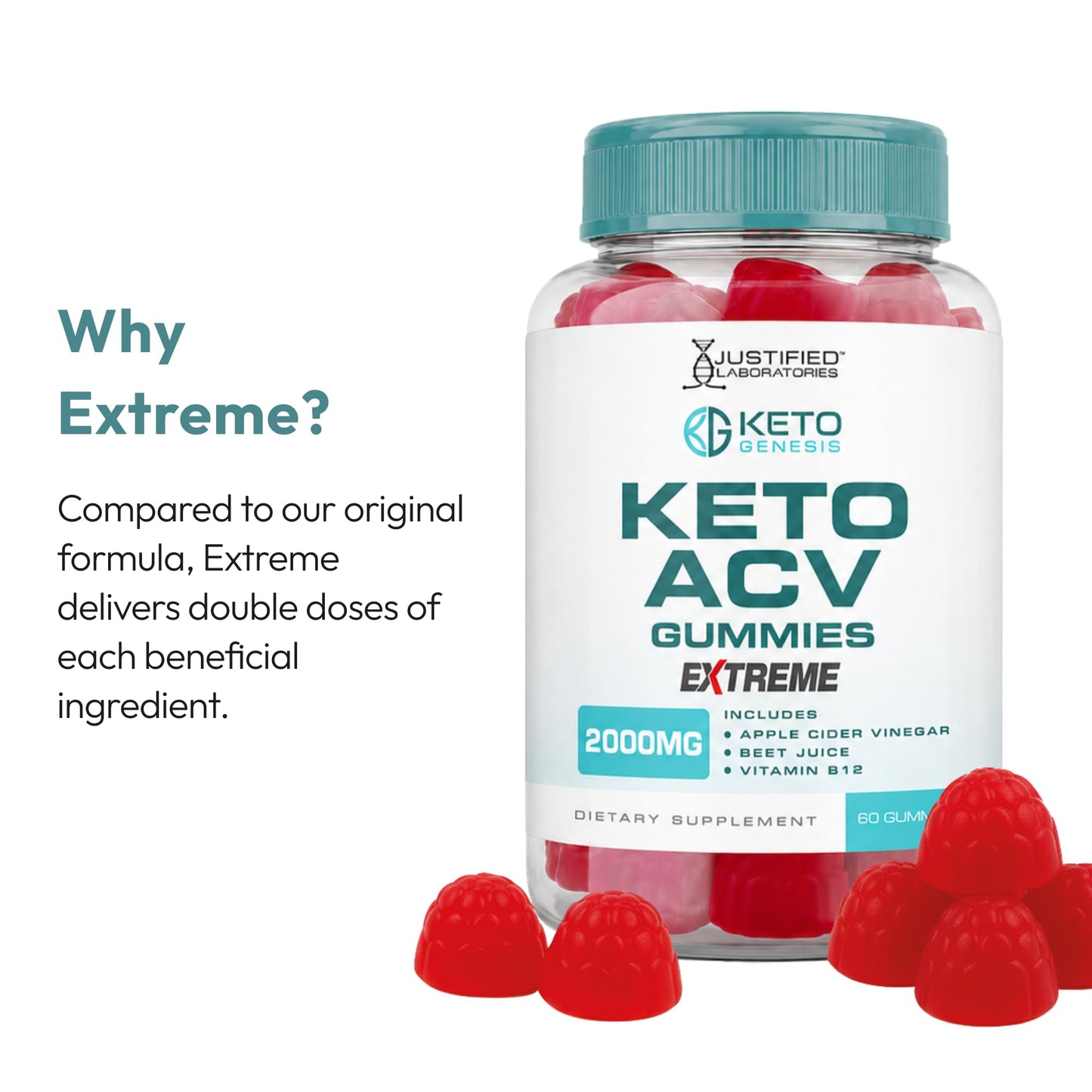 Justified Laboratories Keto Genesis Keto ACV Gummies Extreme 120 Gummies