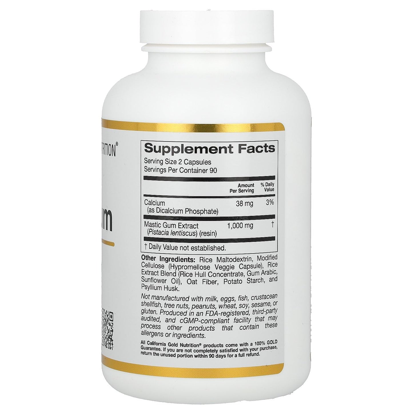 California Gold Nutrition Mastic Gum 500 mg Veggie Capsules, 180 Count