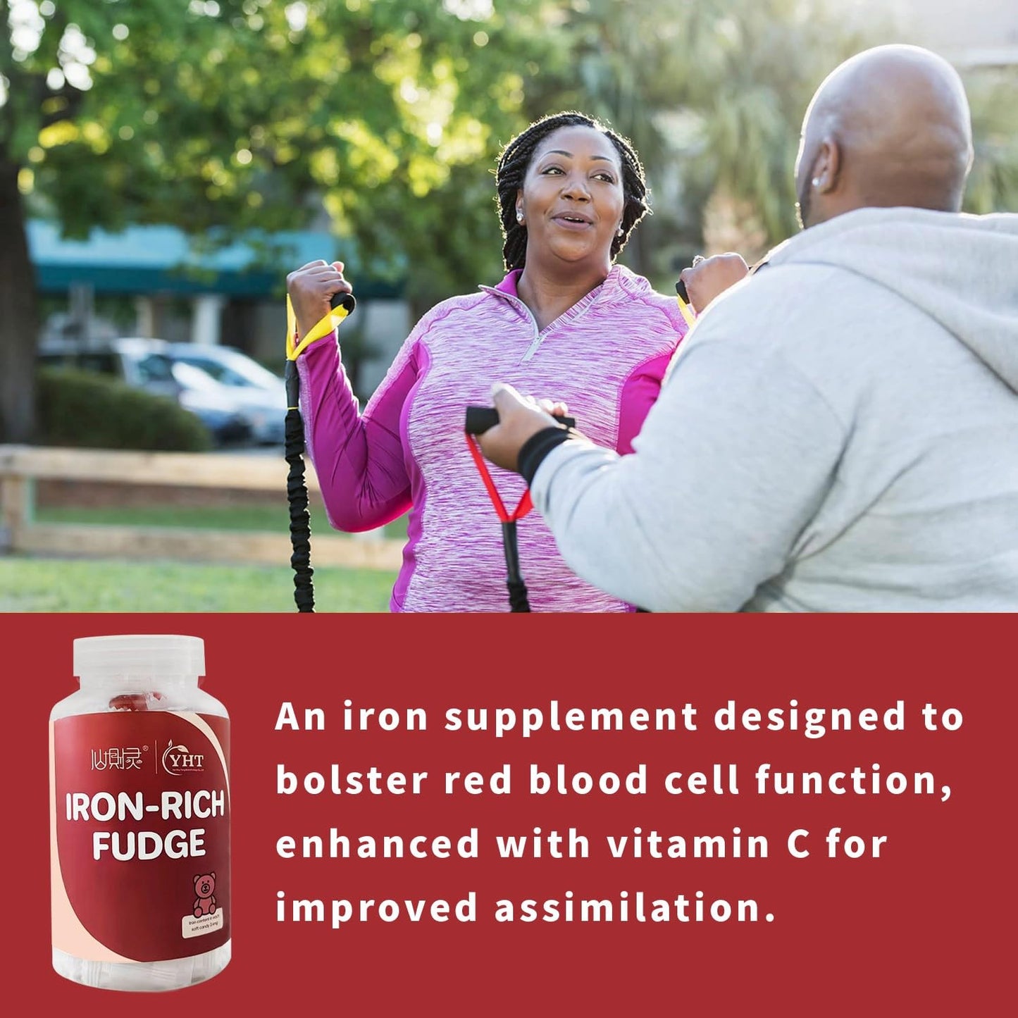 Eilin YHT Iron Gummies with Zinc and Multivitamins A C B6 B12 Folate - 30 Gummies