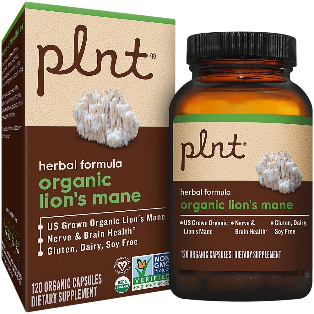 plnt Organic Lion's Mane Mushroom 1000 mg Capsules 120 Count