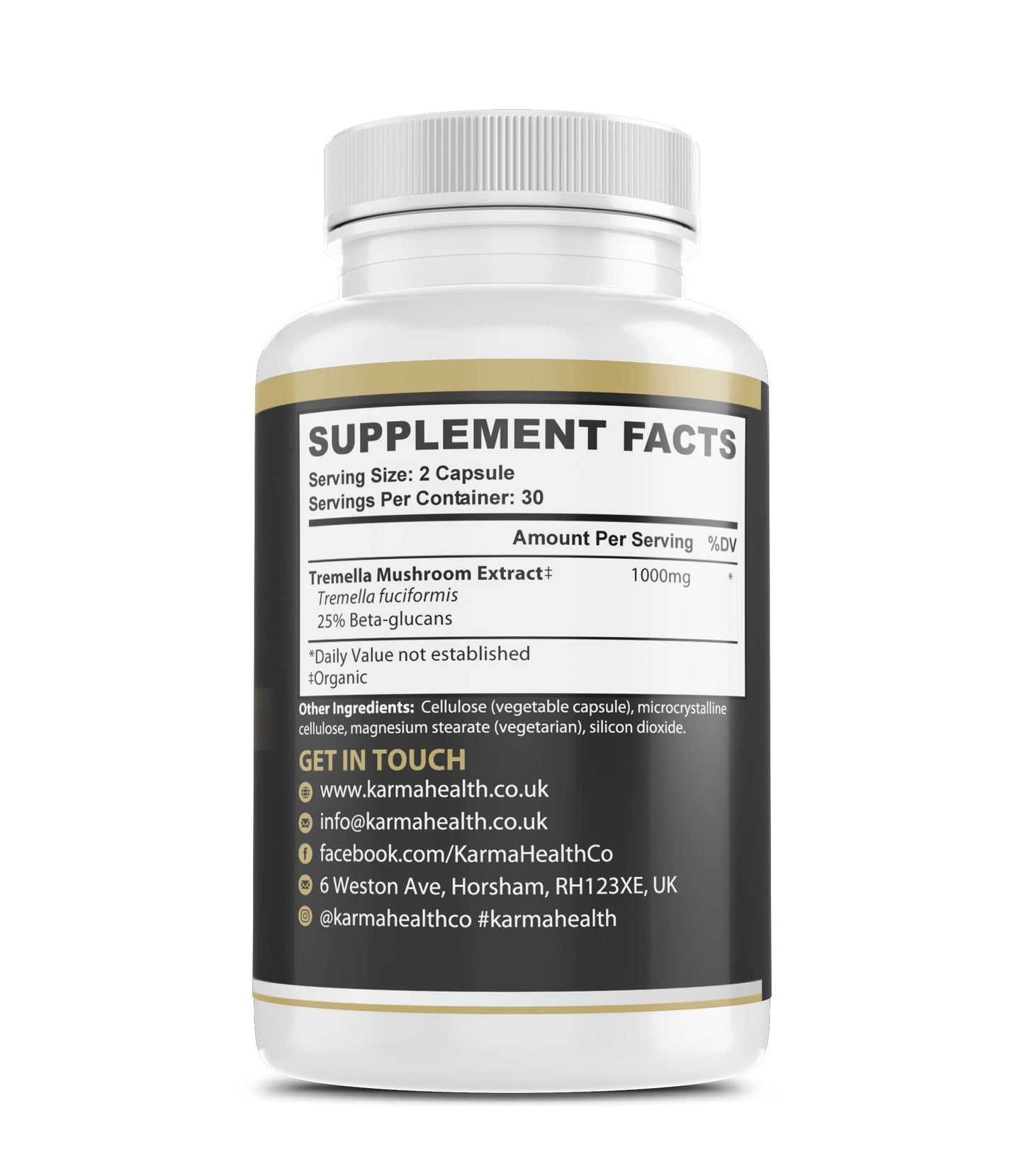 KARMA HEALTH Tremella Mushroom Powder Capsules 1 Count