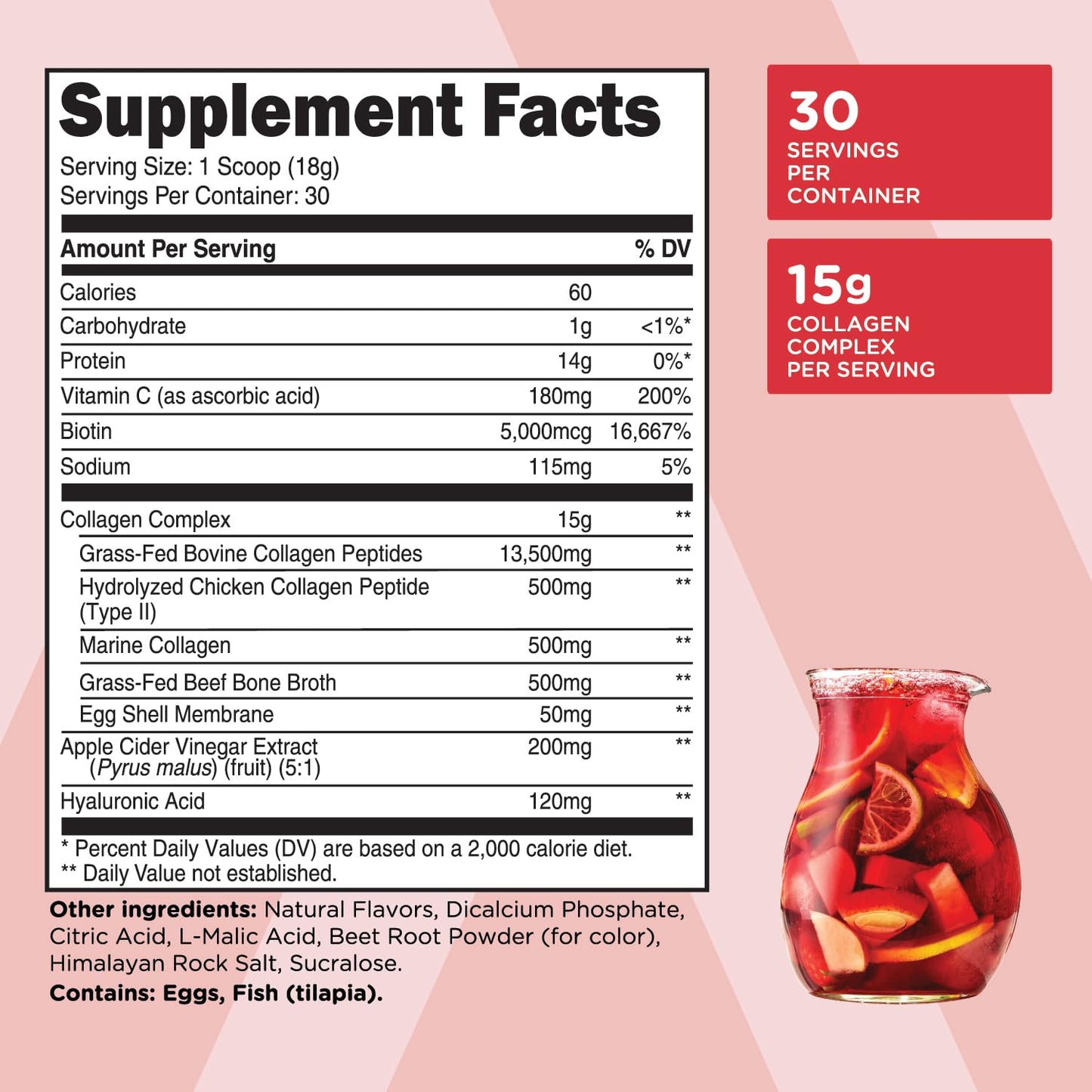TransformHQ Beauty Collagen (Fruit Punch) Powder 19.2 oz