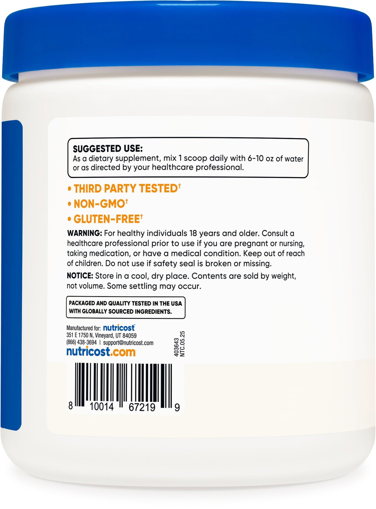 Nutricost Potassium Bicarbonate Powder 16.01 oz