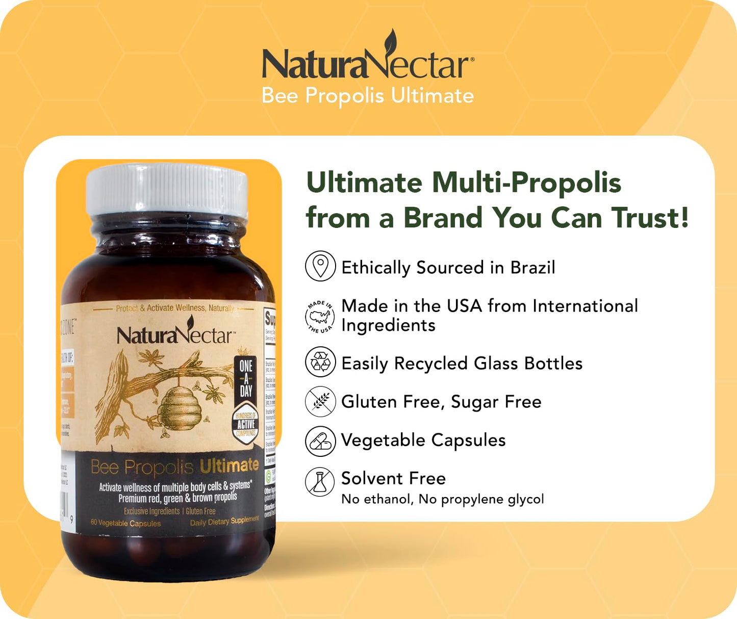 NaturaNectar Ultimate Bee Propolis Capsules 60 Capsules