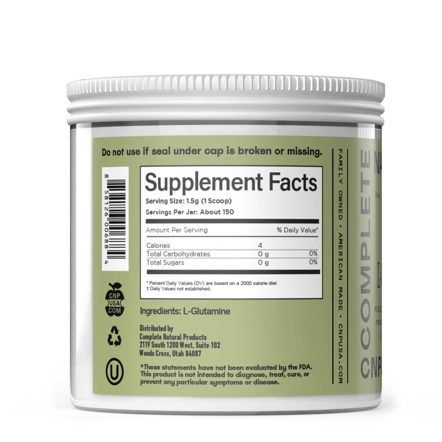 Complete Natural Products L-Glutamine Powder Supplement, 8 oz