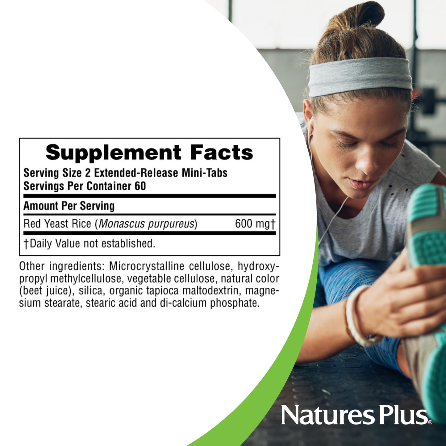 NaturesPlus Herbal Actives Red Yeast Rice Extended Release, 120 Tablets