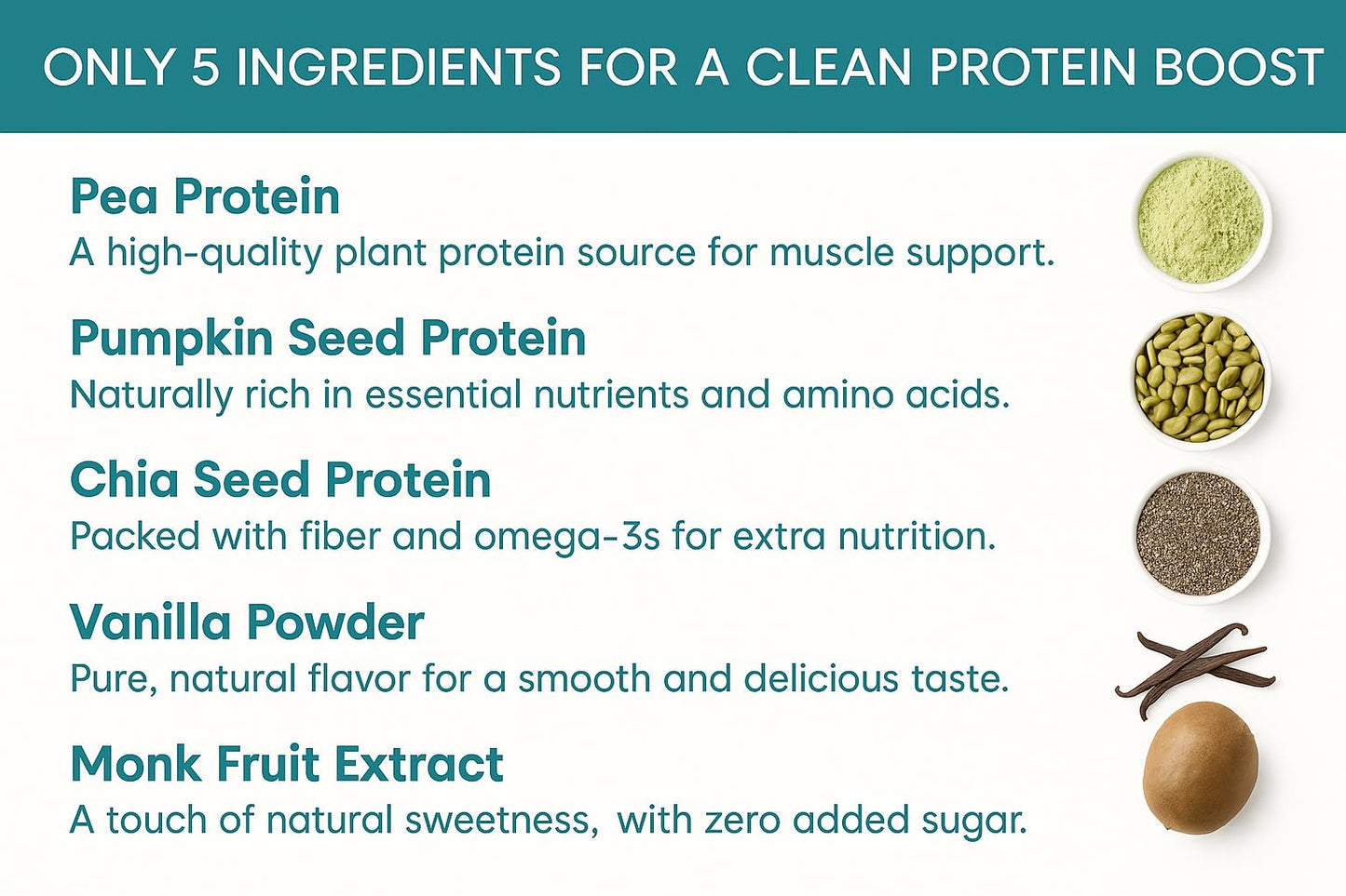 TOZZY Organic Vegan Protein Powder Vanilla, 16 Servings