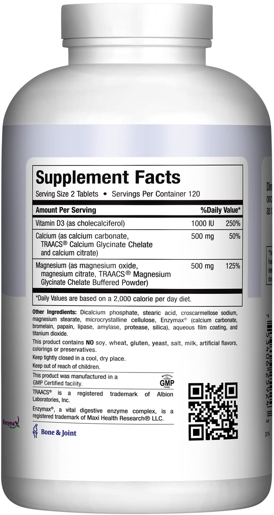 Maxi Health Calcium Supplement with Vitamin D3 and Magnesium 240 Tablets