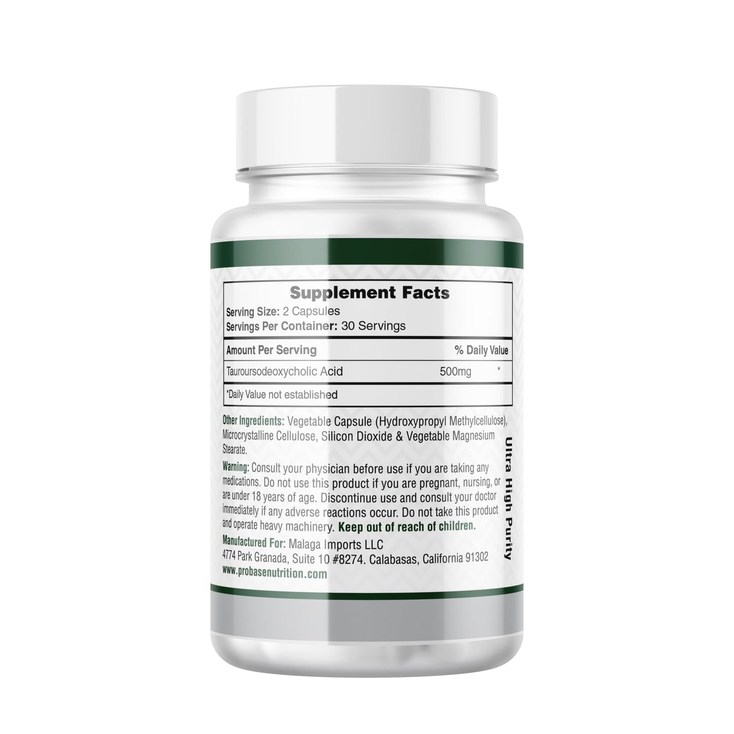 Probase Nutrition TUDCA – Premium Liver Support, Cleanse, Detox and Repair Supplement – 500mg Per Serving, 60 Capsules
