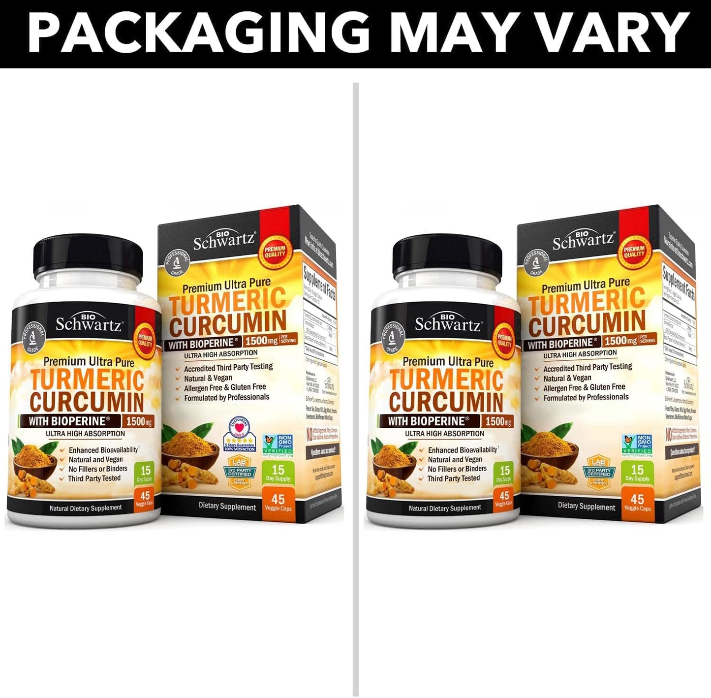 BioSchwartz Ashwagandha Capsules Plus Turmeric Curcumin with Black Pepper Extract 1500mg Complex, 165 Capsules