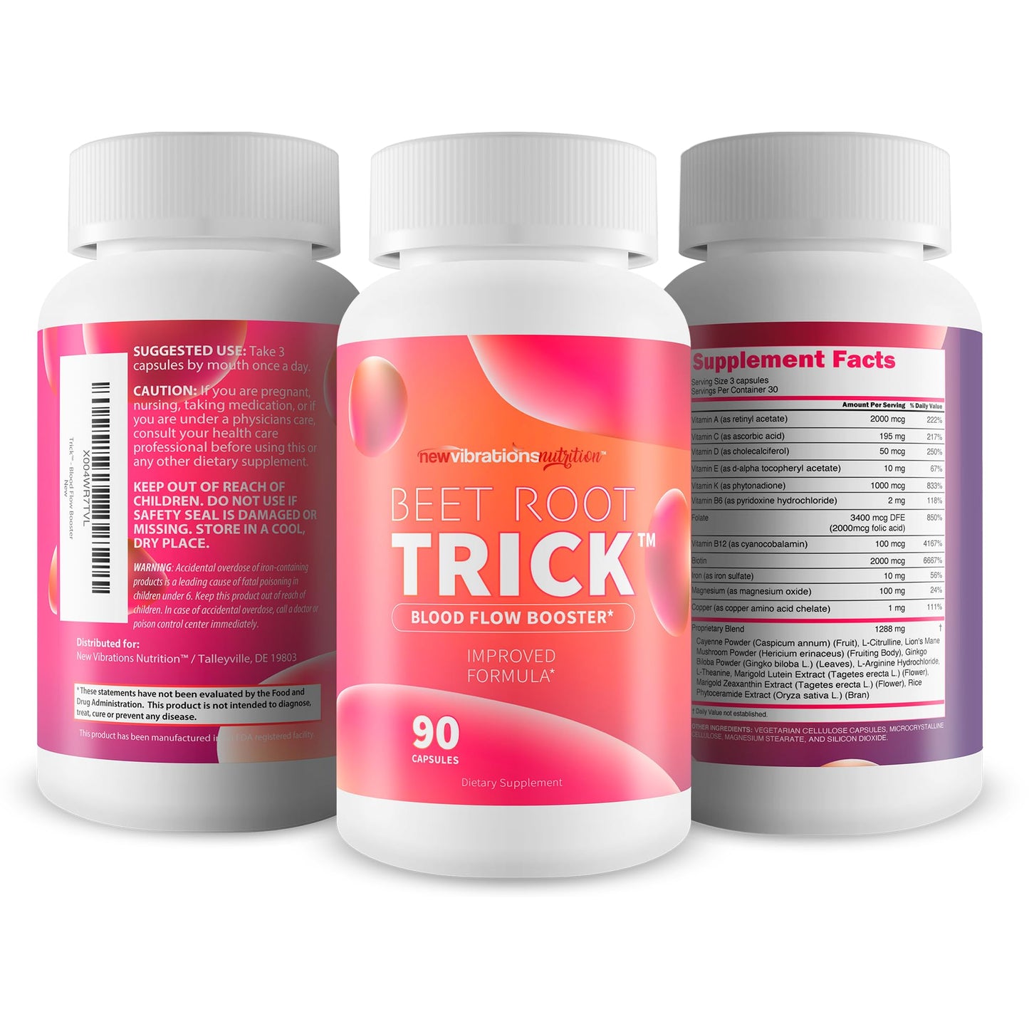 New Vibrations Nutrition Beet Root Trick Capsule, 90 Count