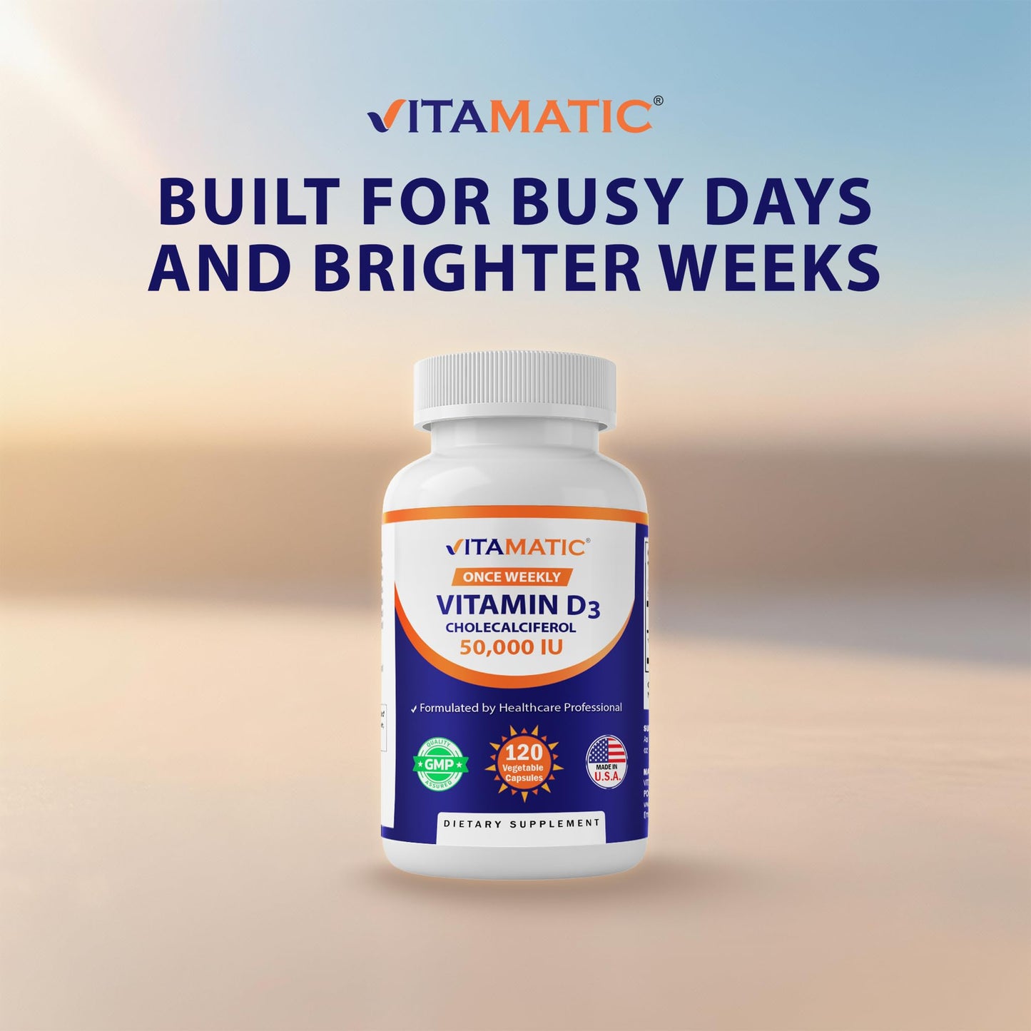 Vitamatic Vitamin D3 50,000 IU Capsule, 120 Veggie Capsules