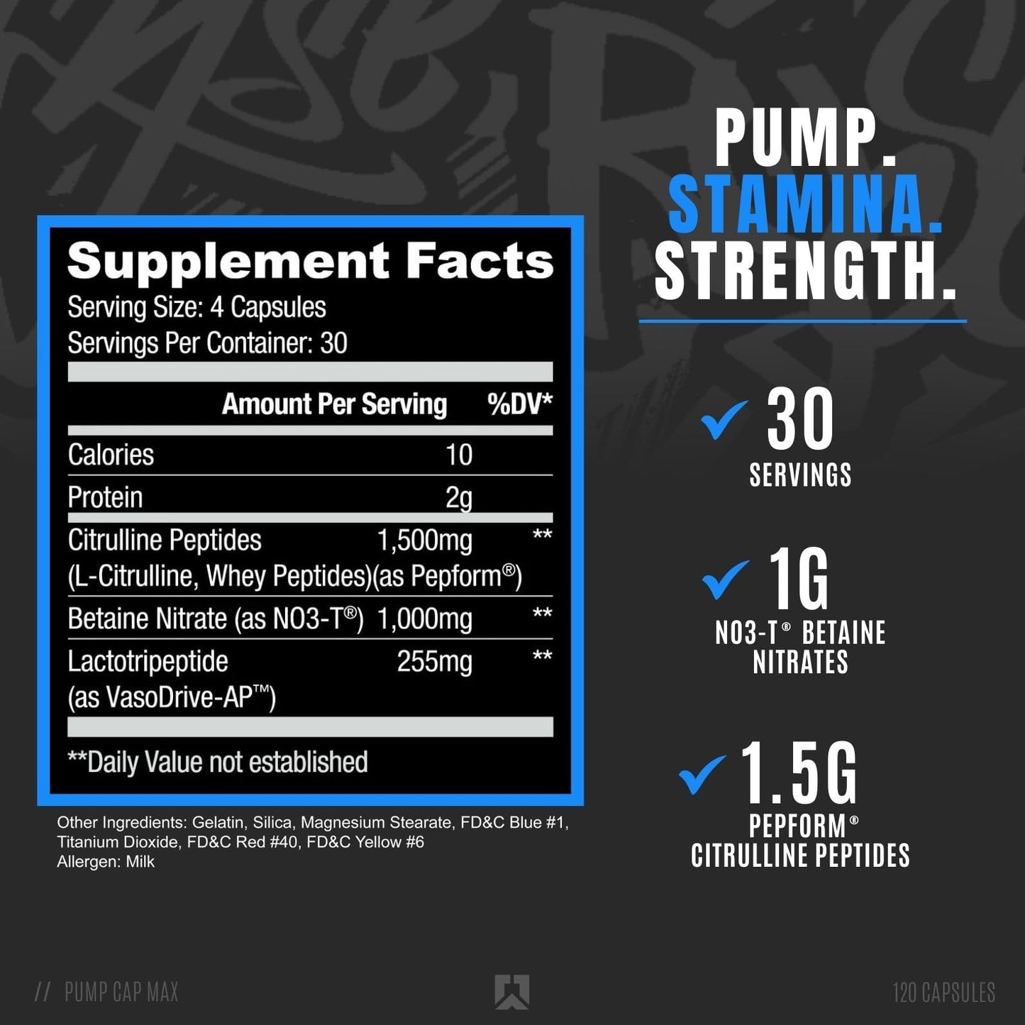 RYSE Up Supplements Project Blackout Pump Cap Max Pre Workout Nitric Oxide Booster, Capsules, 120 Count