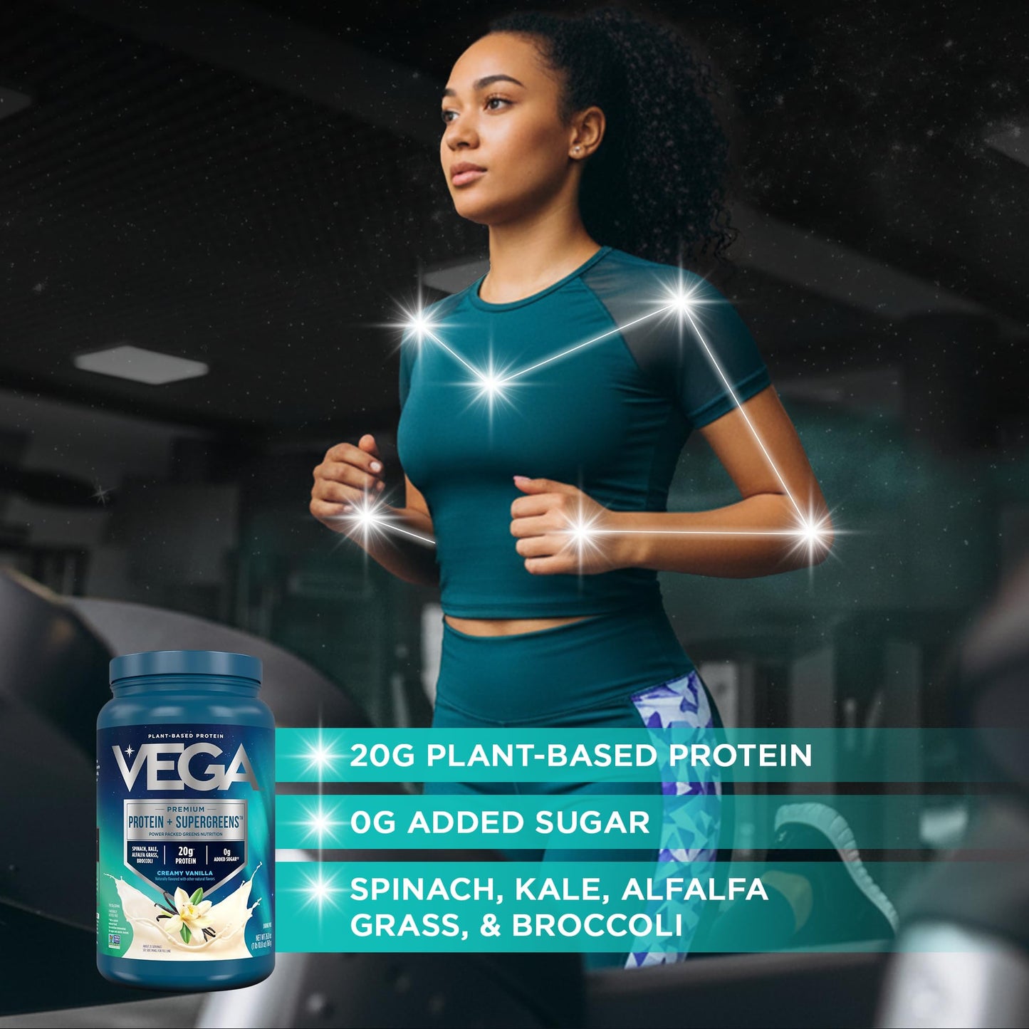 Vega Premium Protein + Supergreens Protein Powder, Chocolate, 18.4 oz