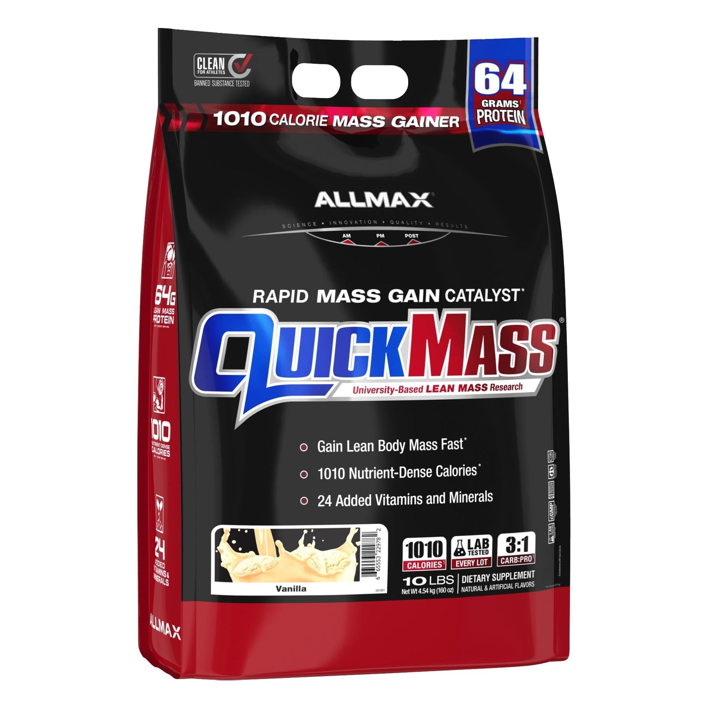 ALLMAX QUICKMASS Mass Gainer Powder Vanilla, 160 Servings