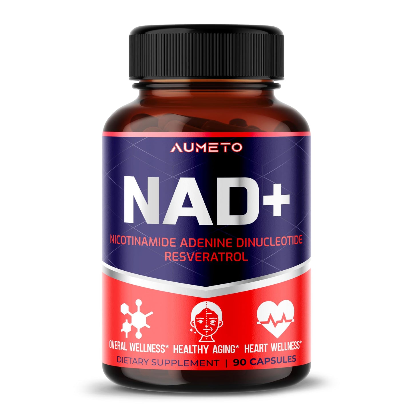 AUMETO NAD+ 350mg with Trans-Resveratrol, Quercetin & Rhodiola Capsules, 150 Count