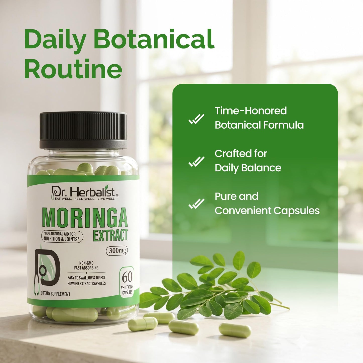 Dr. HERBALIST Moringa Extract Capsules 300mg, 60 Count