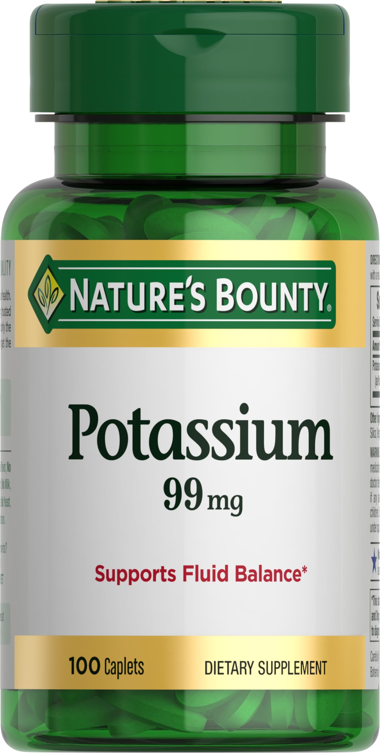 Nature's Bounty Potassium 99mg, 1 Per Day Caplets, 100 Count
