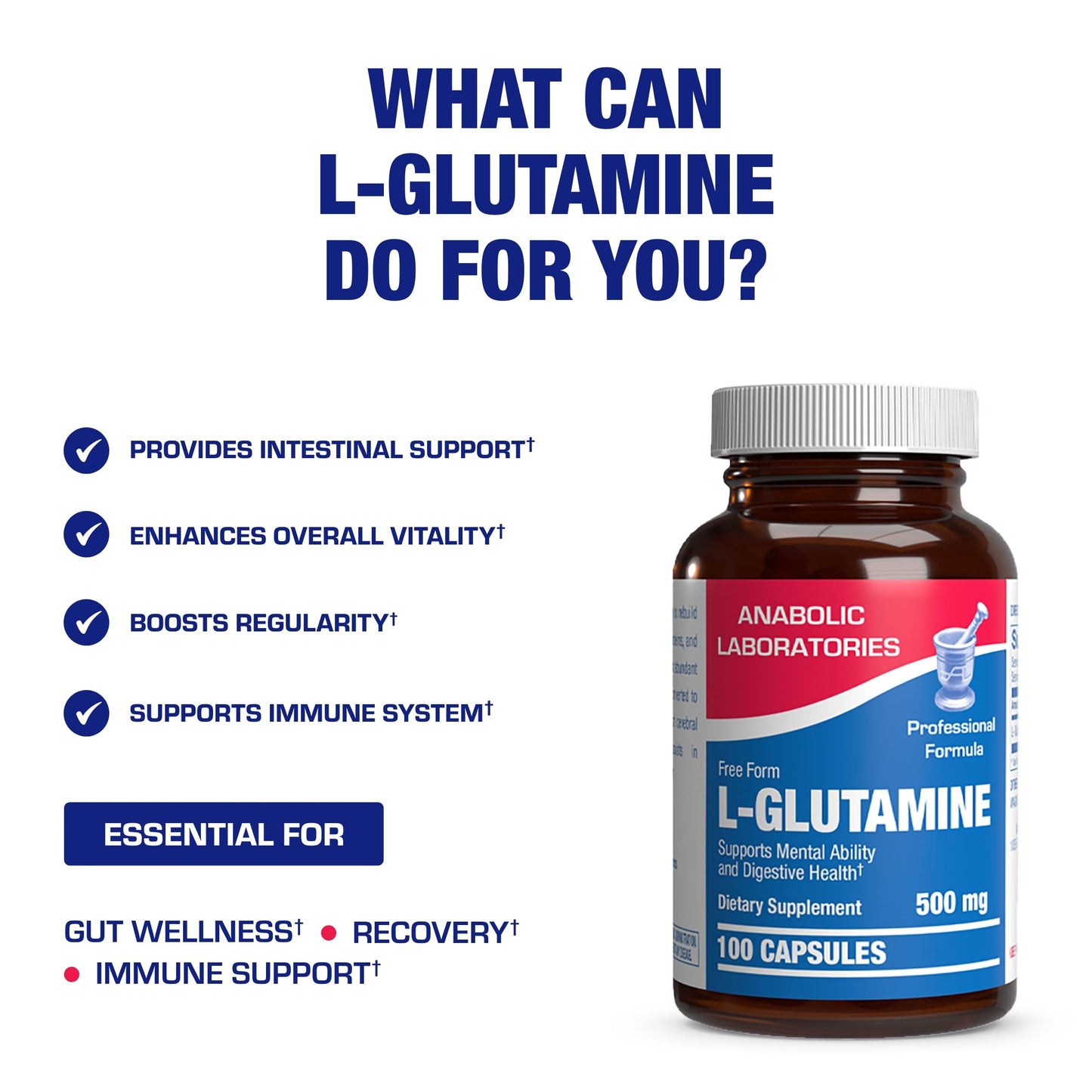 Anabolic Laboratories L-Glutamine Capsules 500mg, 100 Servings