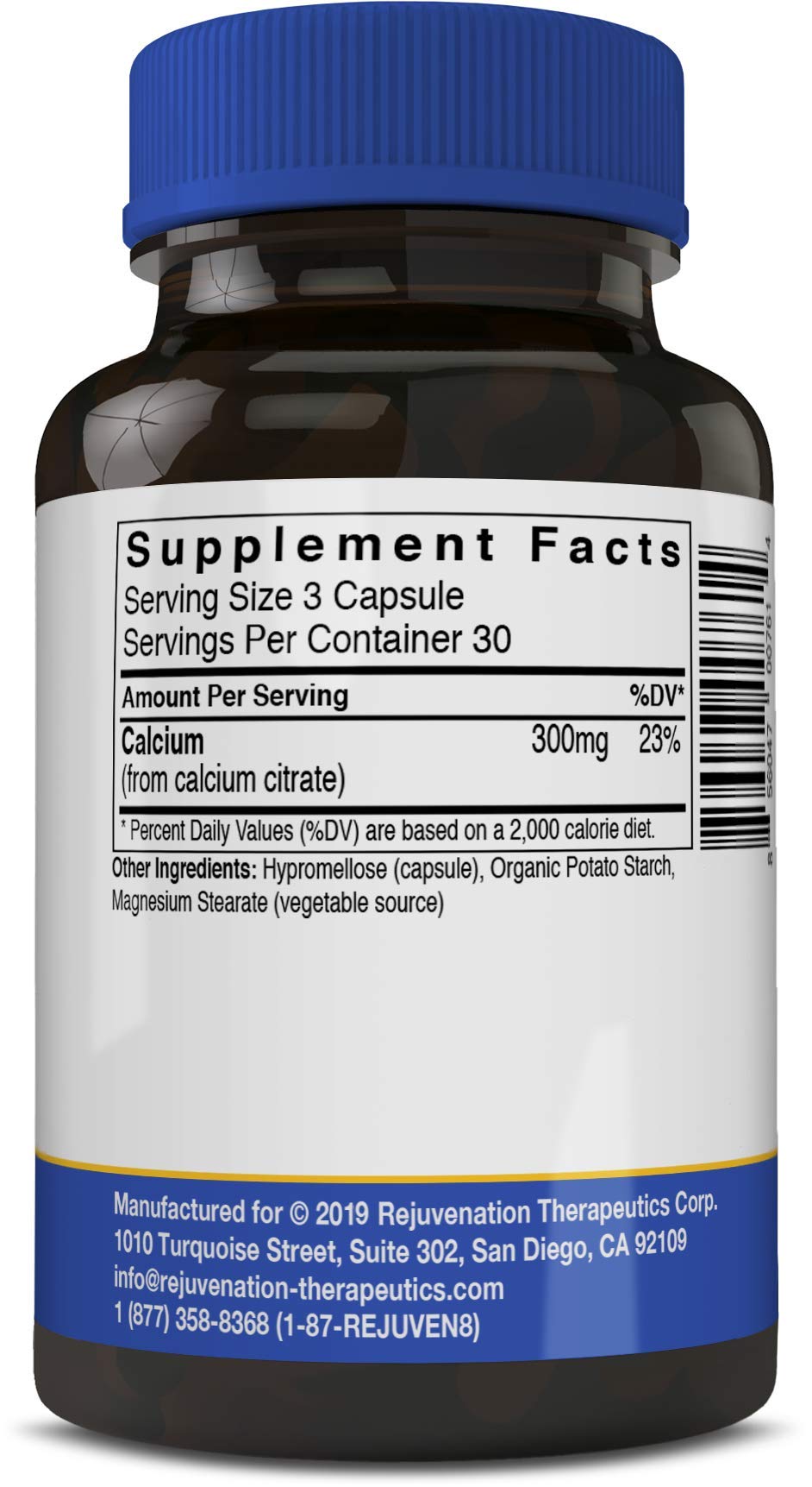 Rejuvenation Therapeutics Calcium Citrate Capsules 90 Count
