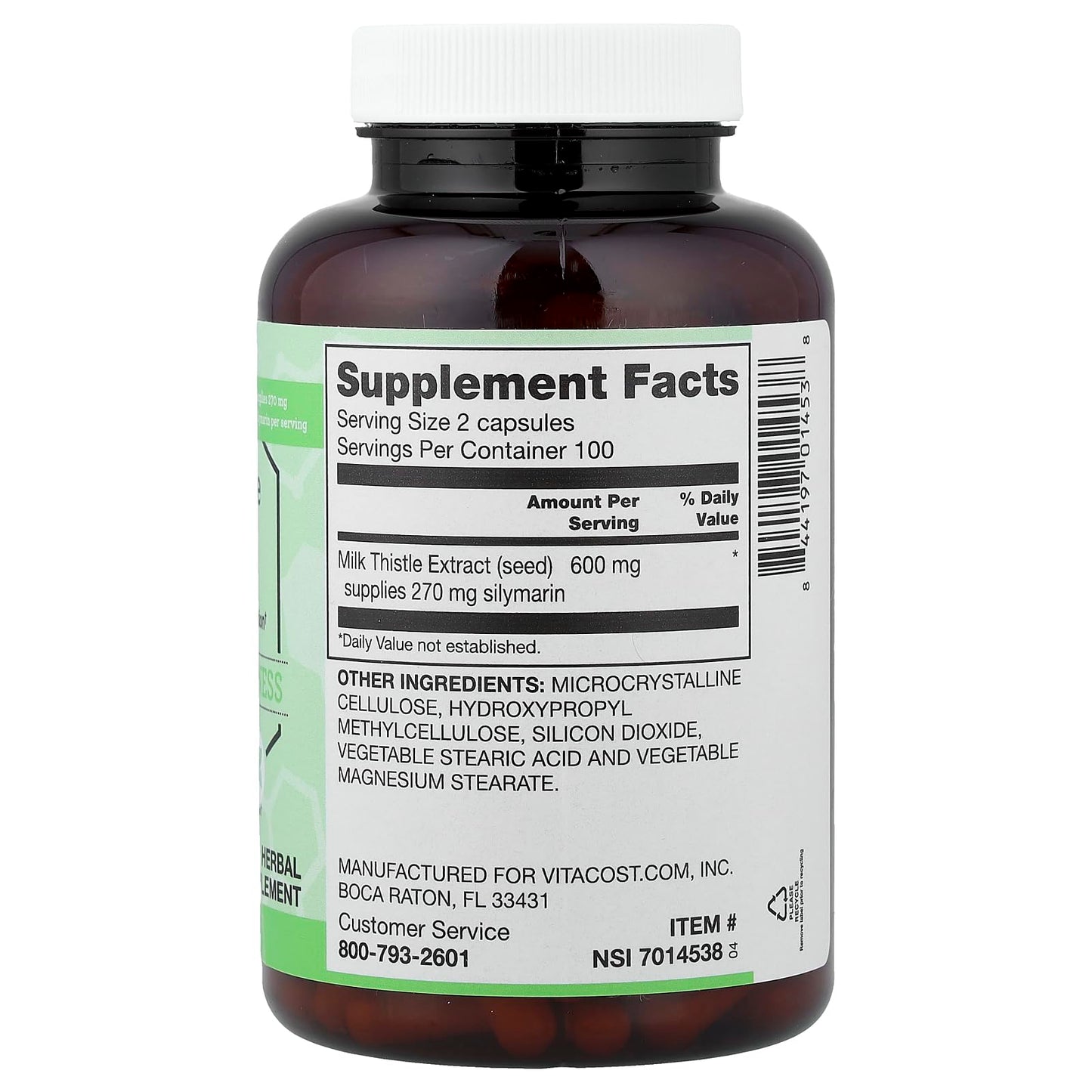 Vitacost Synergy Milk Thistle Extract Capsule 1 Count