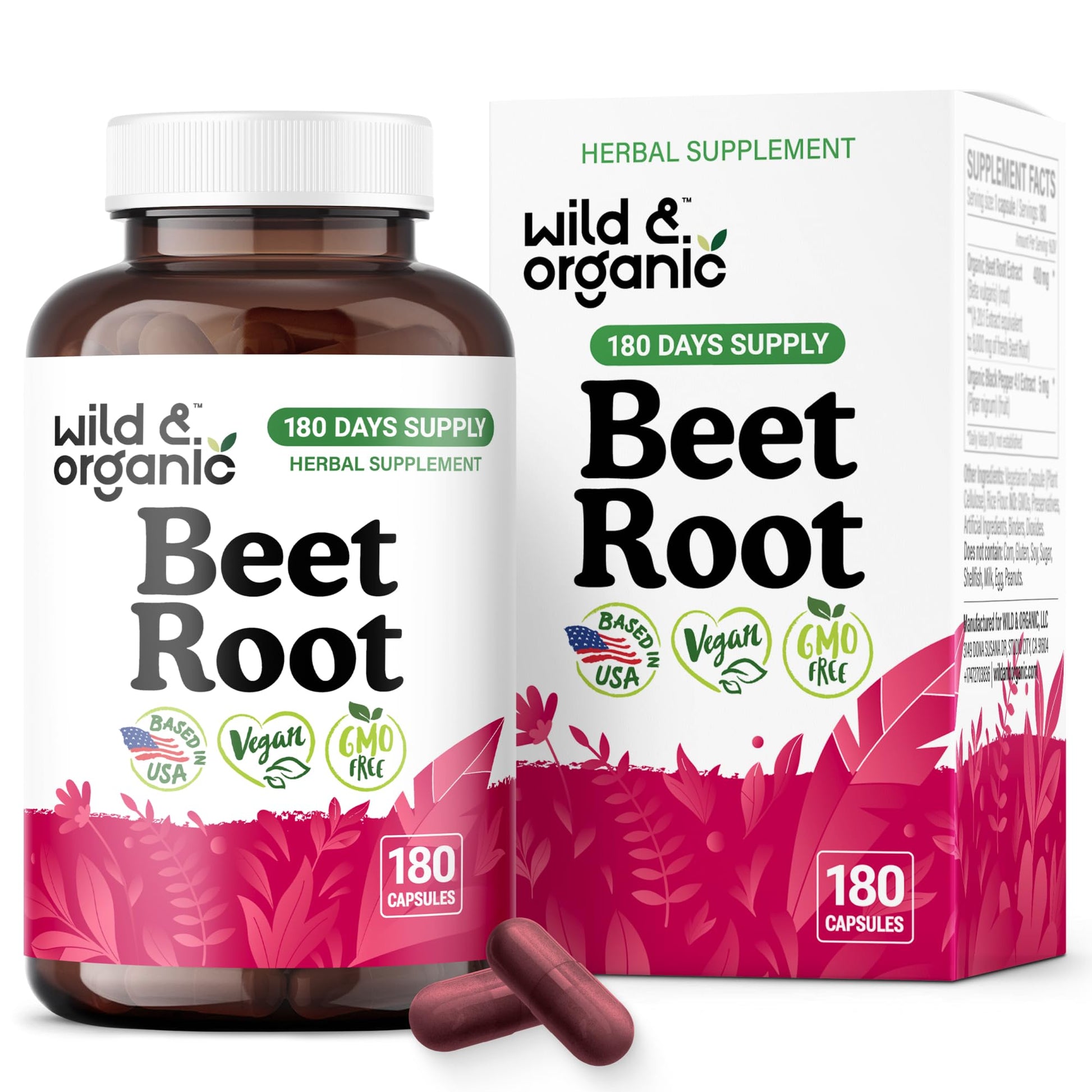 Wild & Organic Beet Root Capsules 180 Count